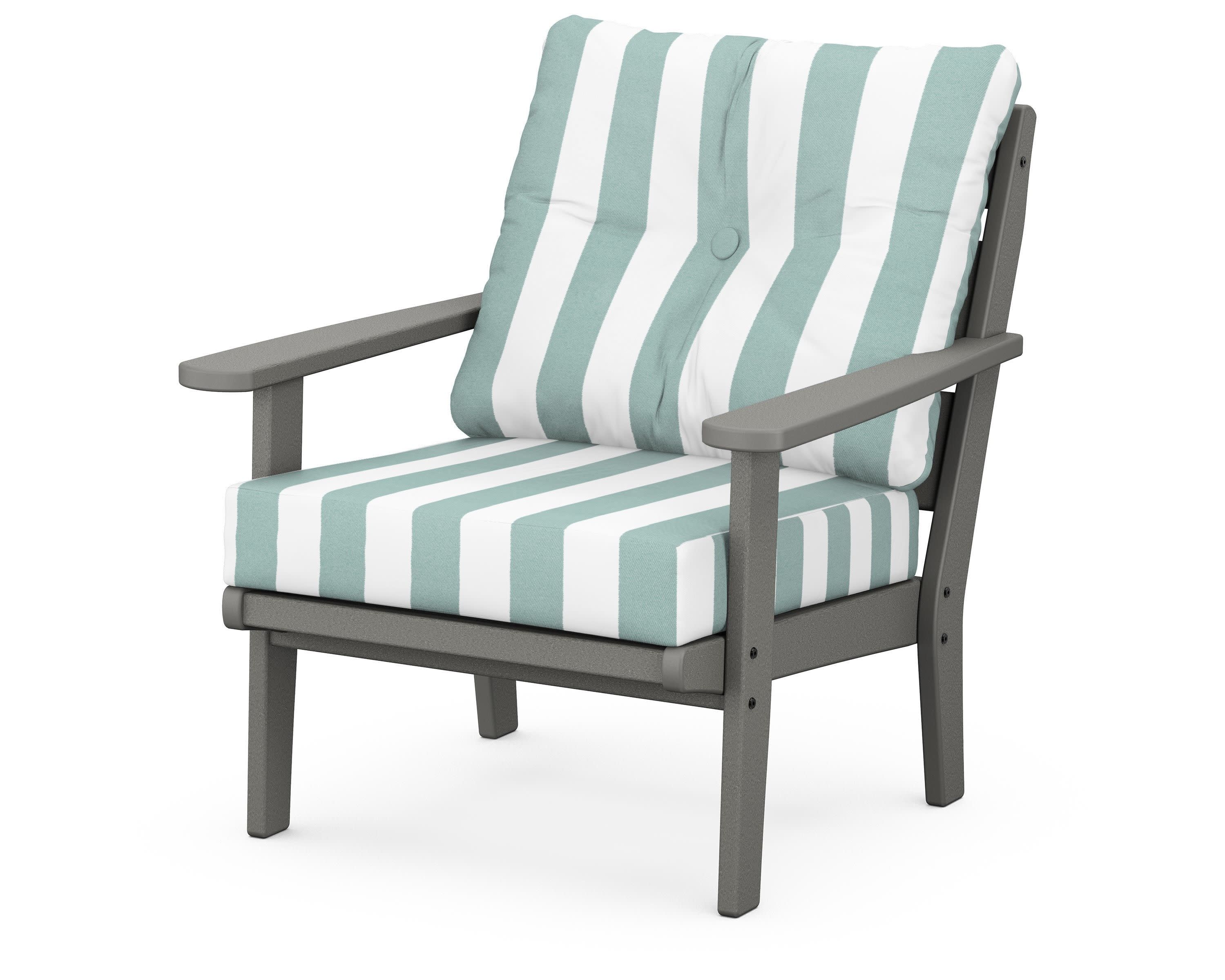 Lakeside Deep Seating Chair in Slate Grey / Cabana Stripe Glacier Spa