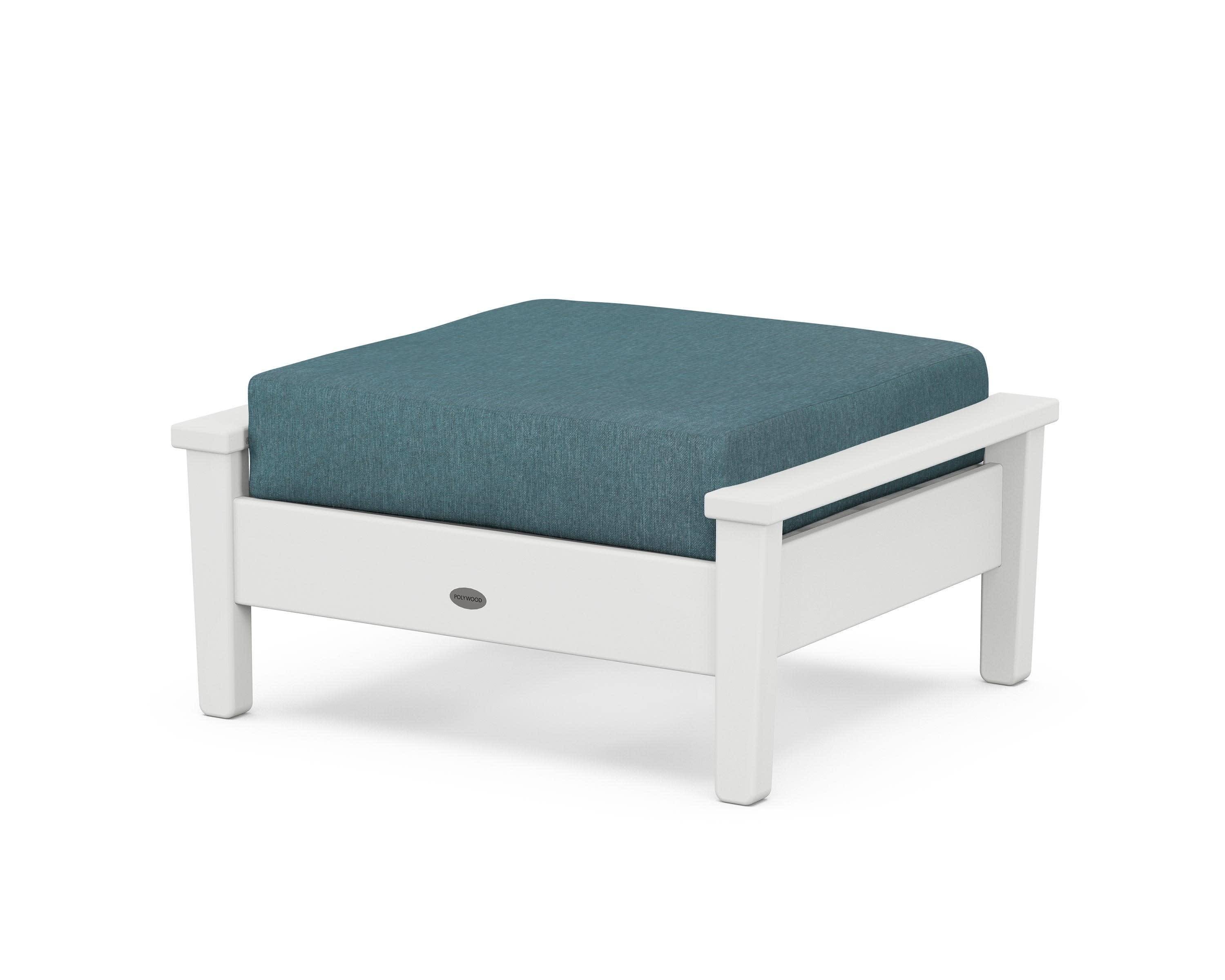 Prescott Deep Seating Ottoman in White / Ocean Teal