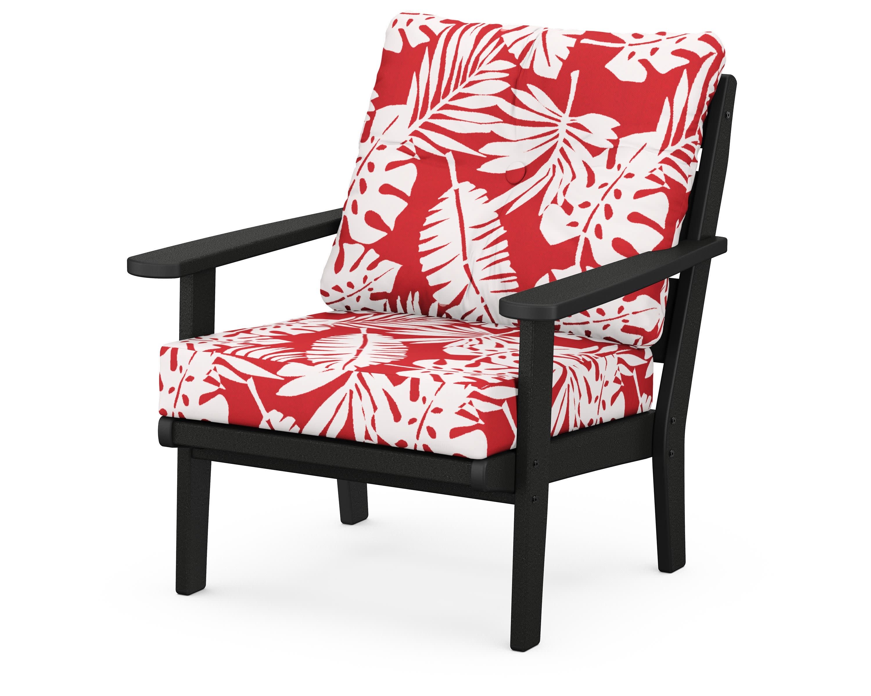 Lakeside Deep Seating Chair in Black / Leaf Crimson