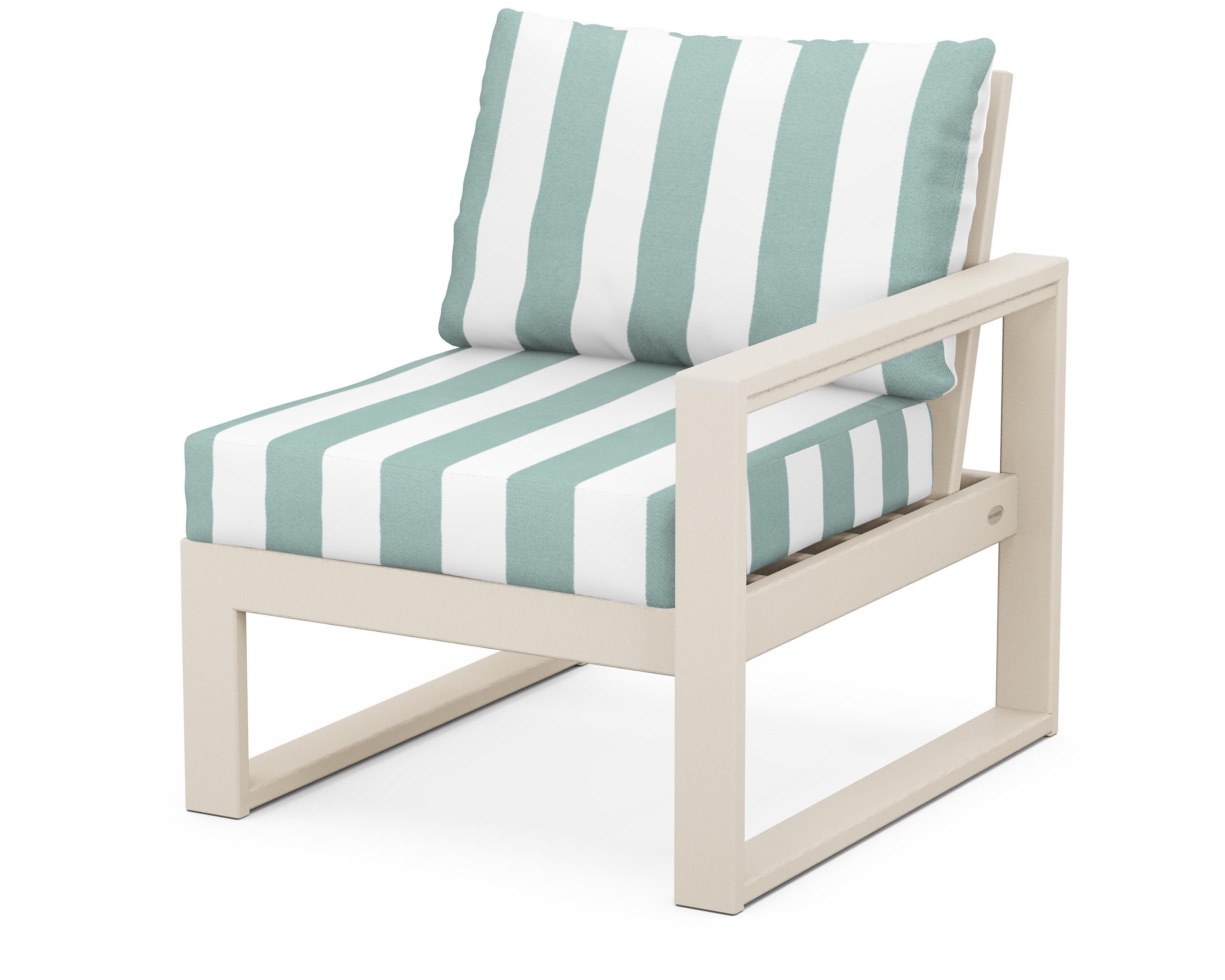 EDGE Modular Right Arm Chair in Sand / Cabana Stripe Glacier Spa
