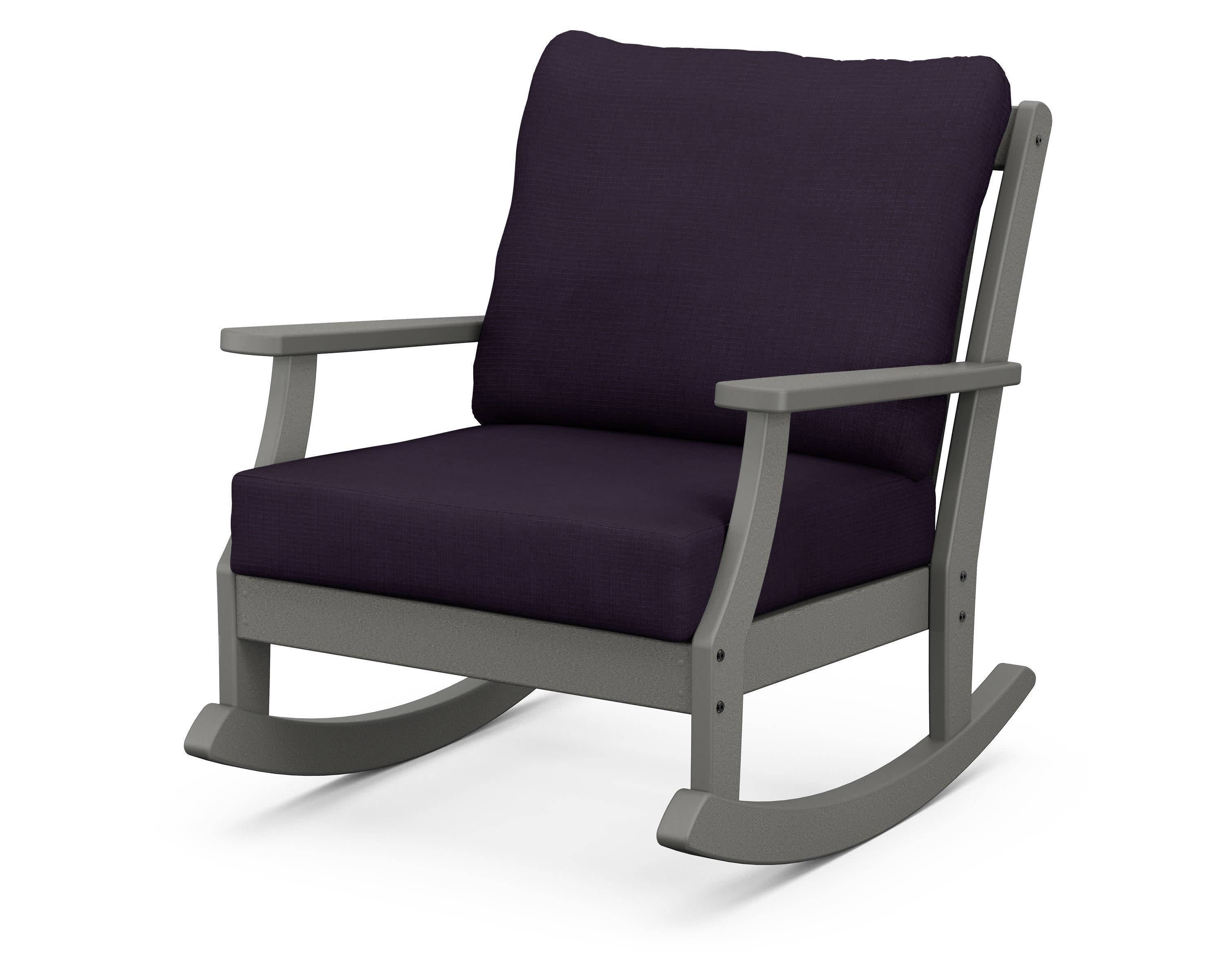 Braxton Deep Seating Rocking Chair in Slate Grey / Navy Linen