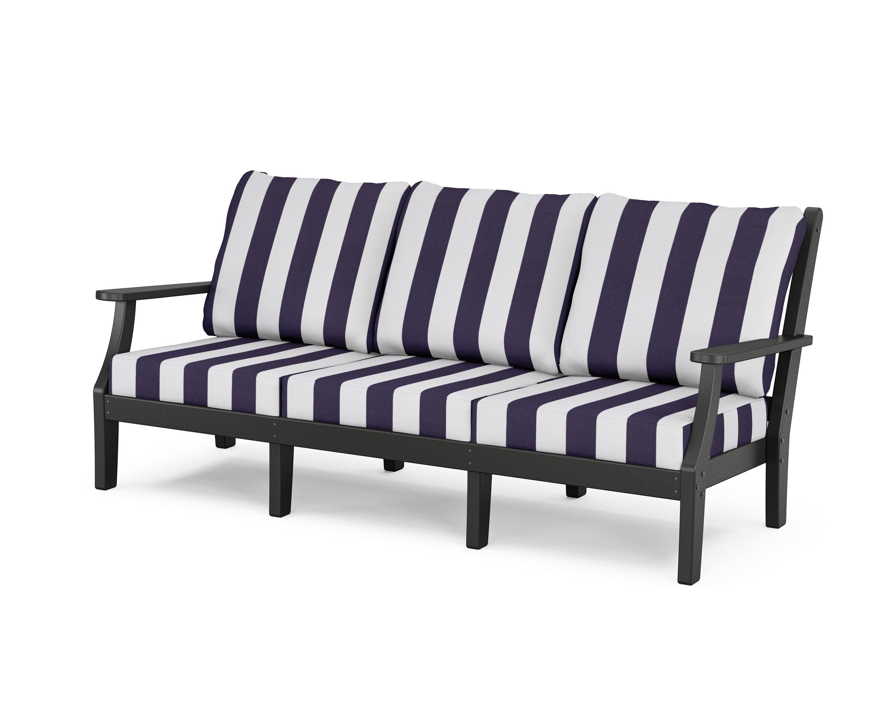 Wovendale Deep Seating Sofa in Black / Cabana Stripe Navy