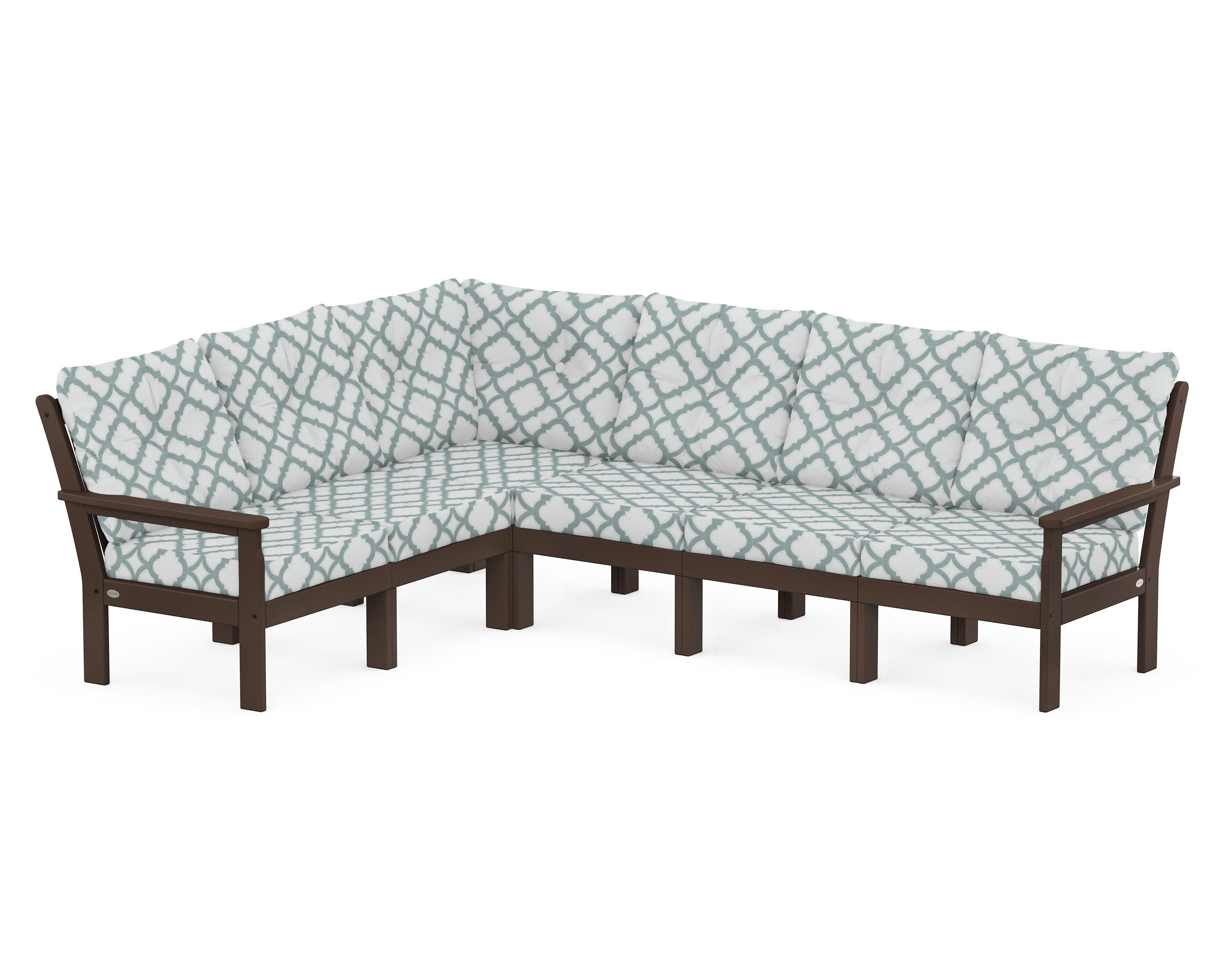 Vineyard 6-Piece Sectional in Mahogany / Trellis Glacier Spa