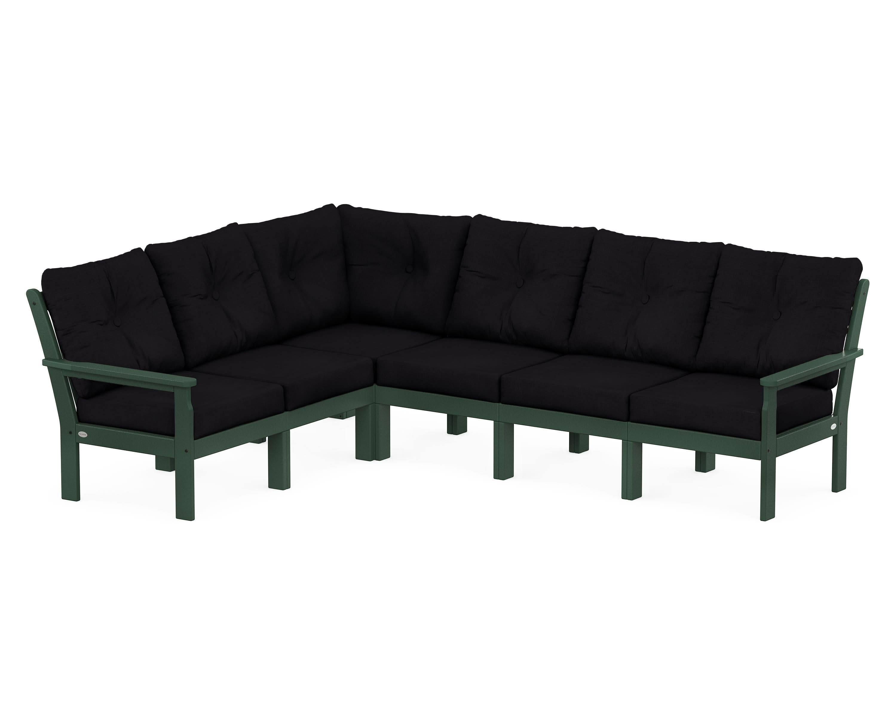 Vineyard 6-Piece Sectional in Green / Midnight Linen