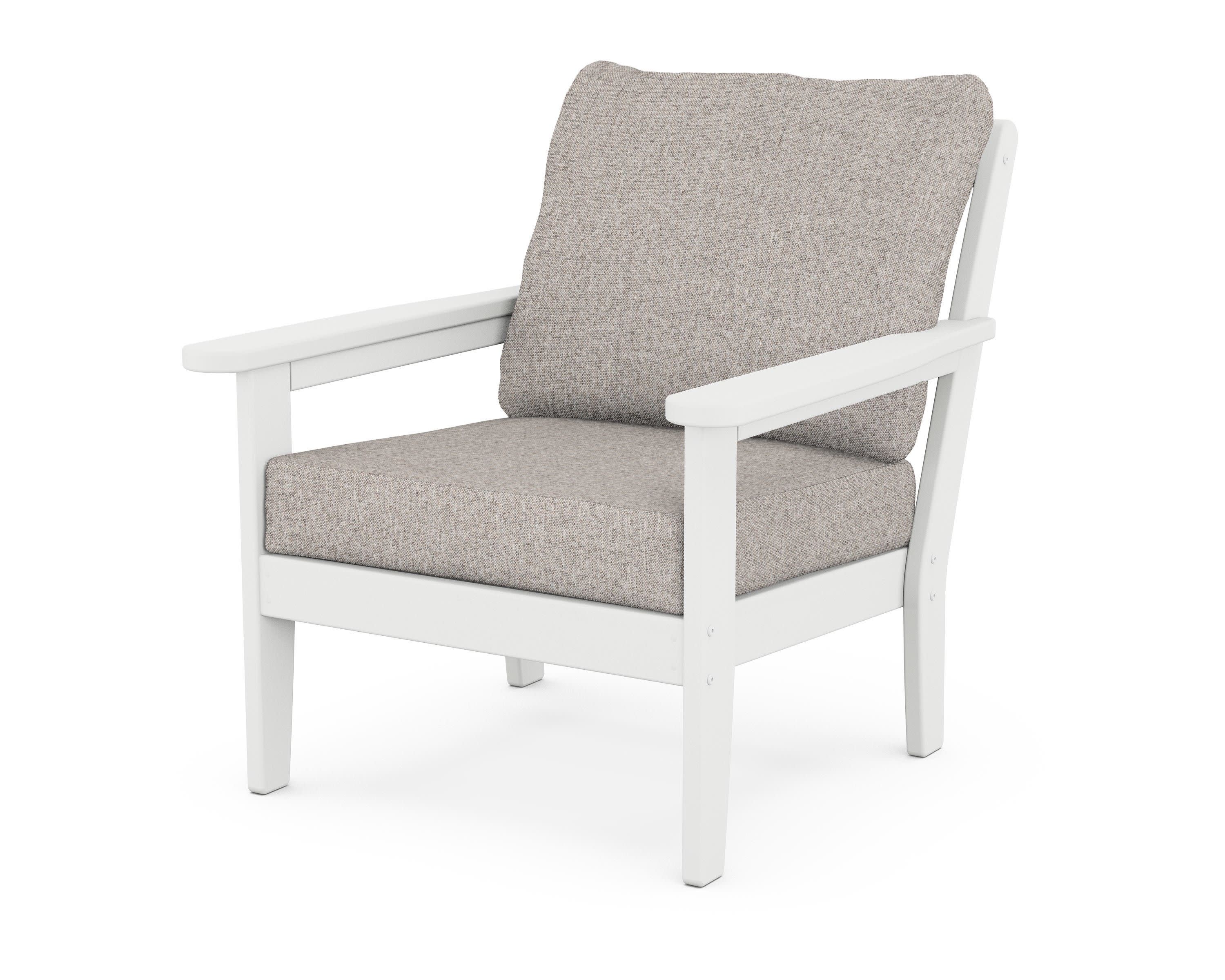 Cottage Deep Seating Chair in White / Weathered Tweed