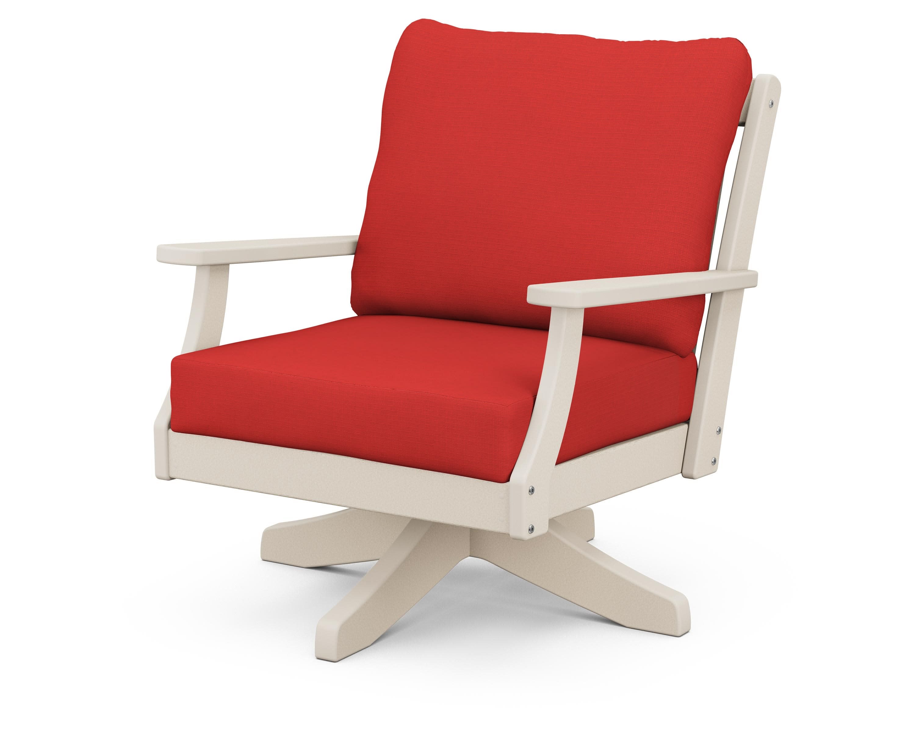 Braxton Deep Seating Swivel Chair in Sand / Crimson Linen
