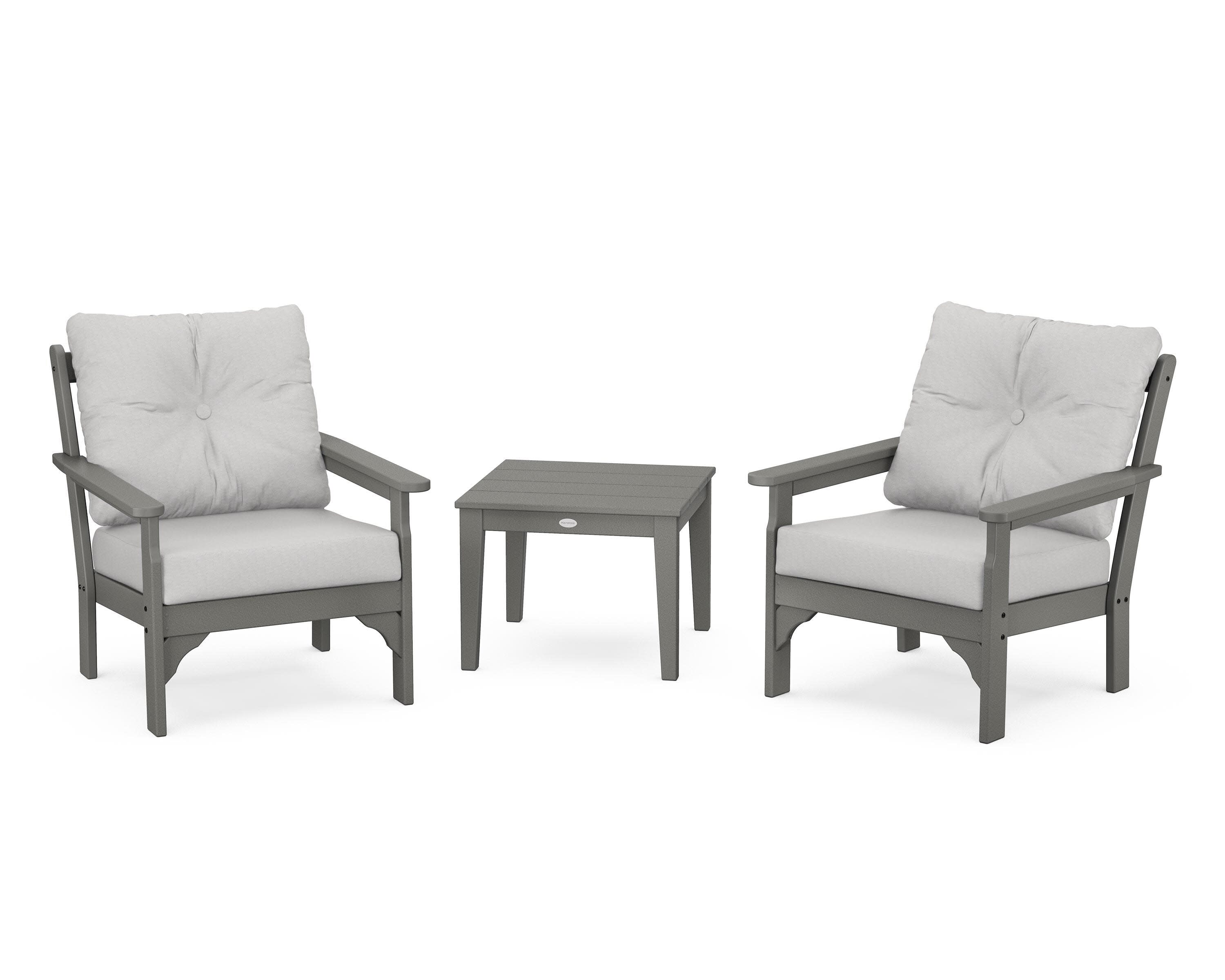 Vineyard 3-Piece Deep Seating Set in Slate Grey / Diamond in the Rough