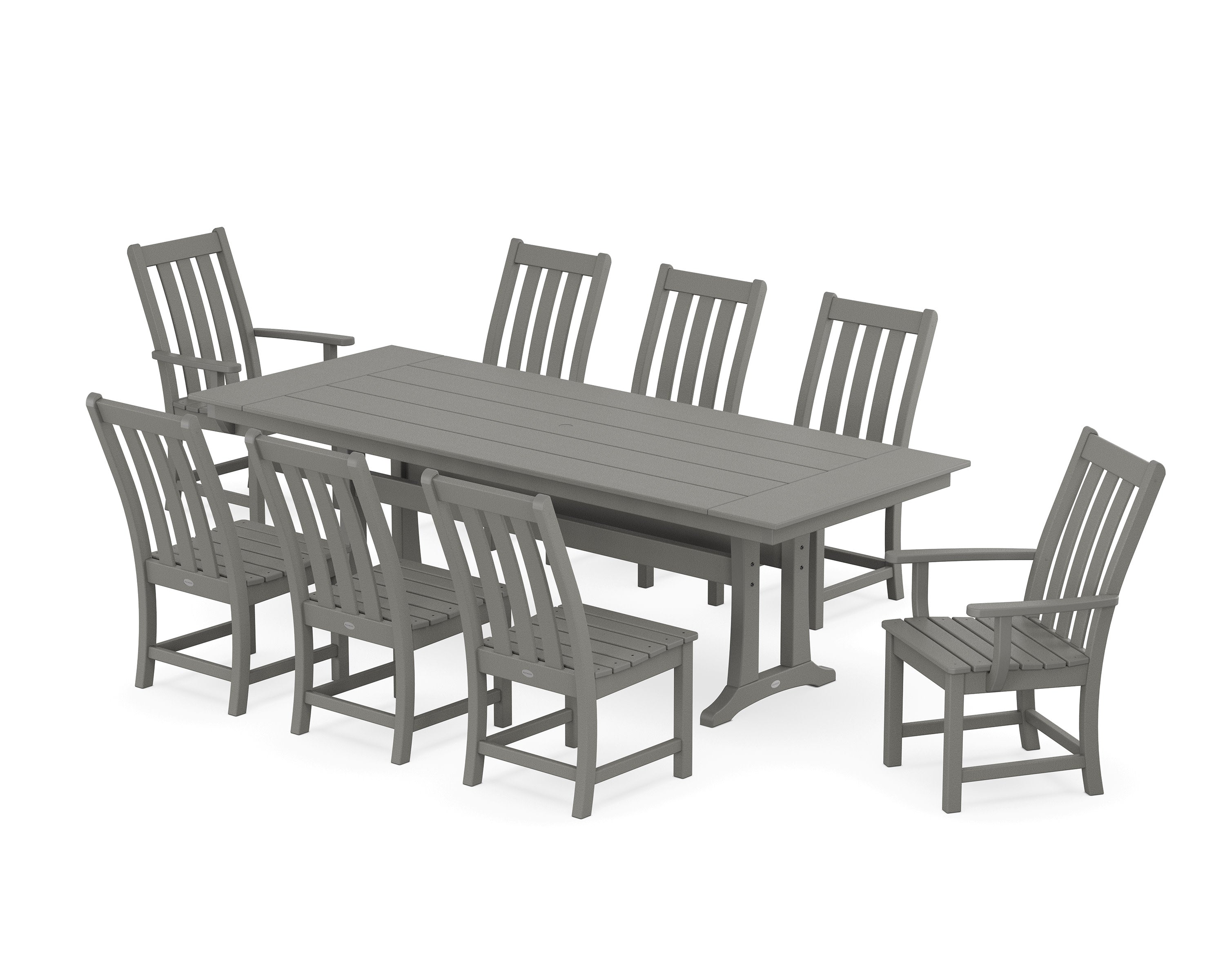Vineyard 9-Piece Farmhouse Dining Set with Trestle Legs in Slate Grey