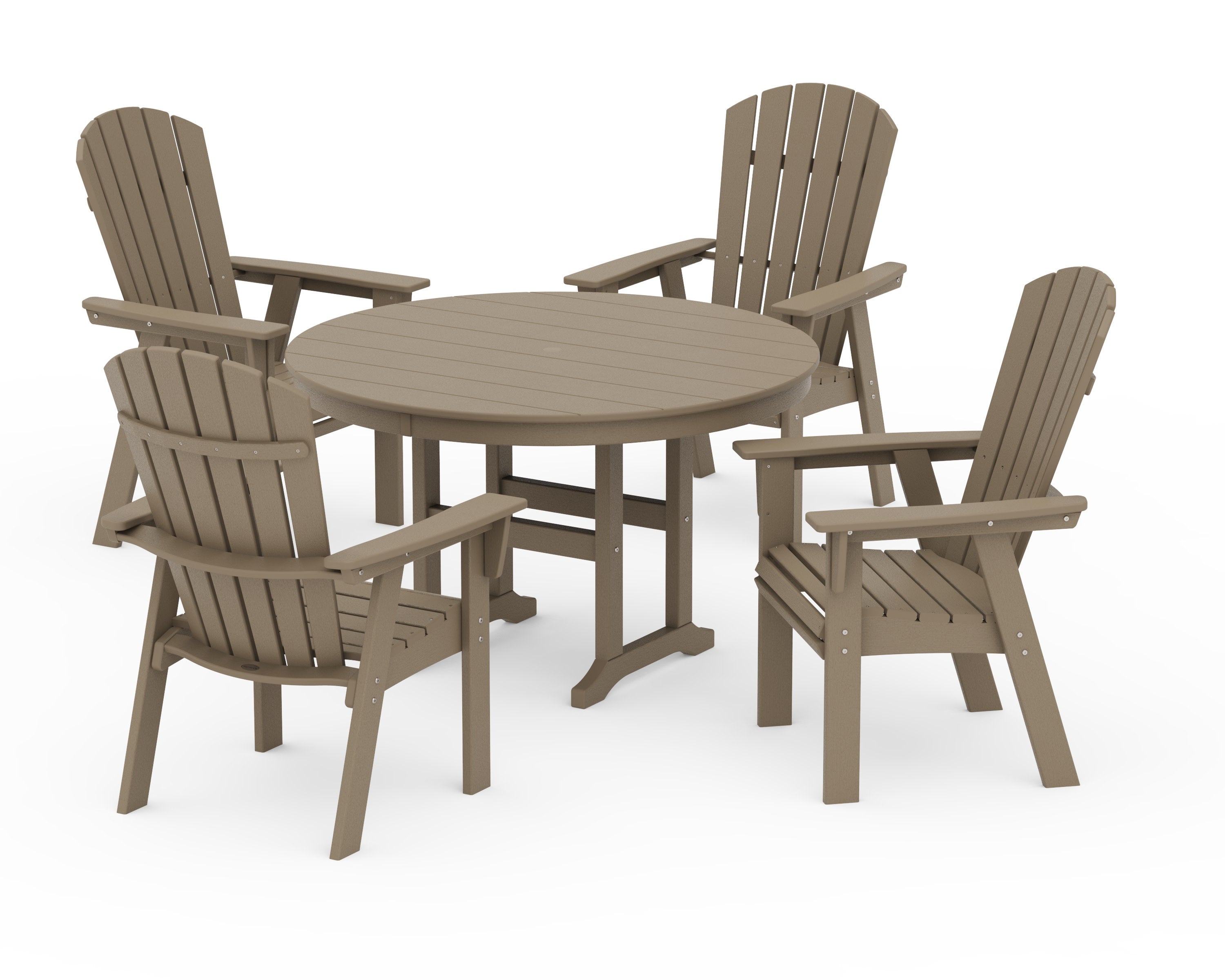 Nautical Adirondack 5-Piece Round Farmhouse Dining Set in Vintage Sahara