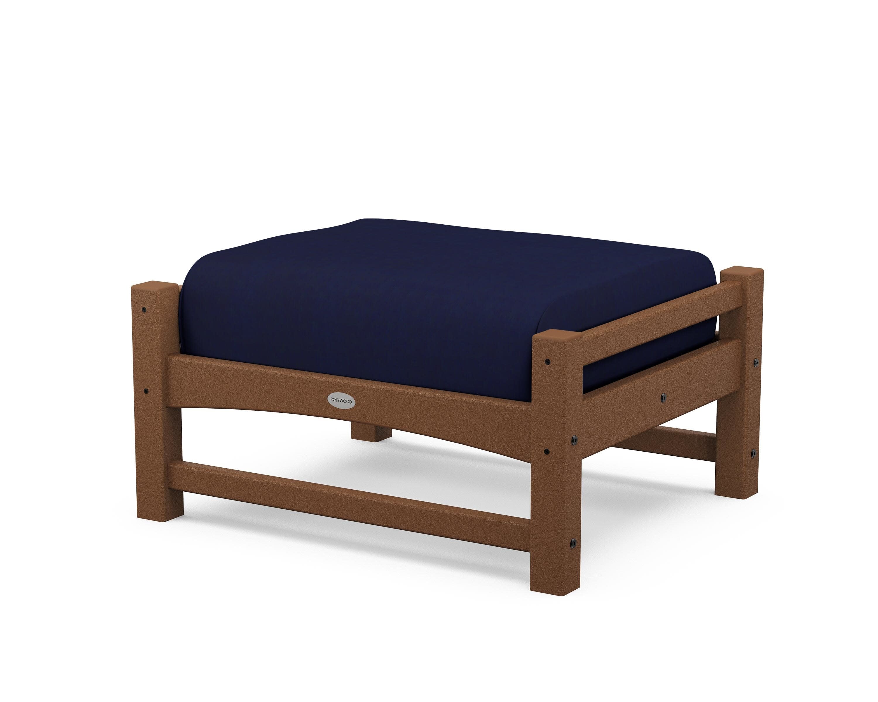 Club Ottoman in Teak / Navy