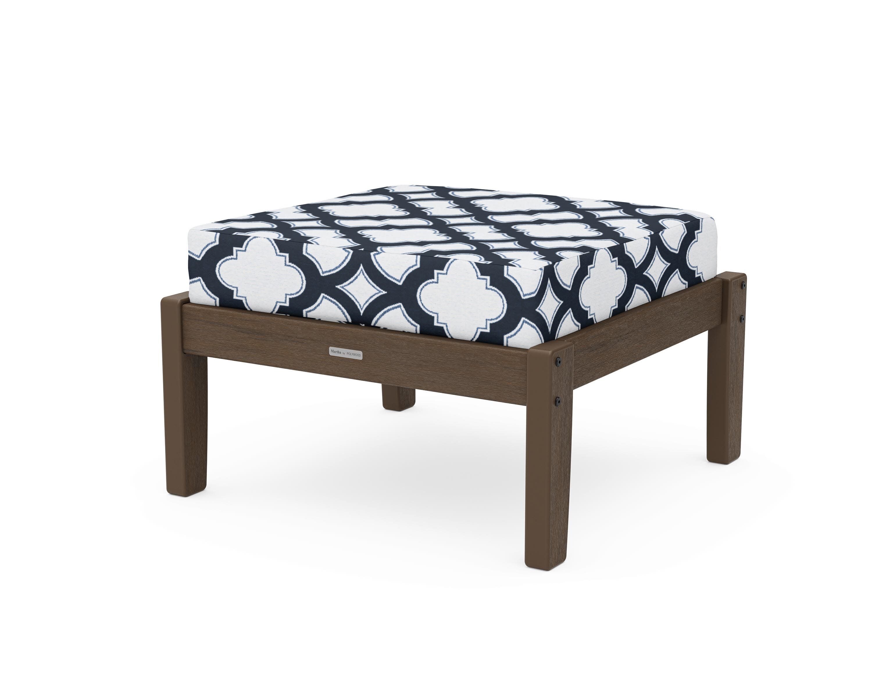 Chinoiserie Deep Seating Ottoman in Kona / Trellis Marine Indigo