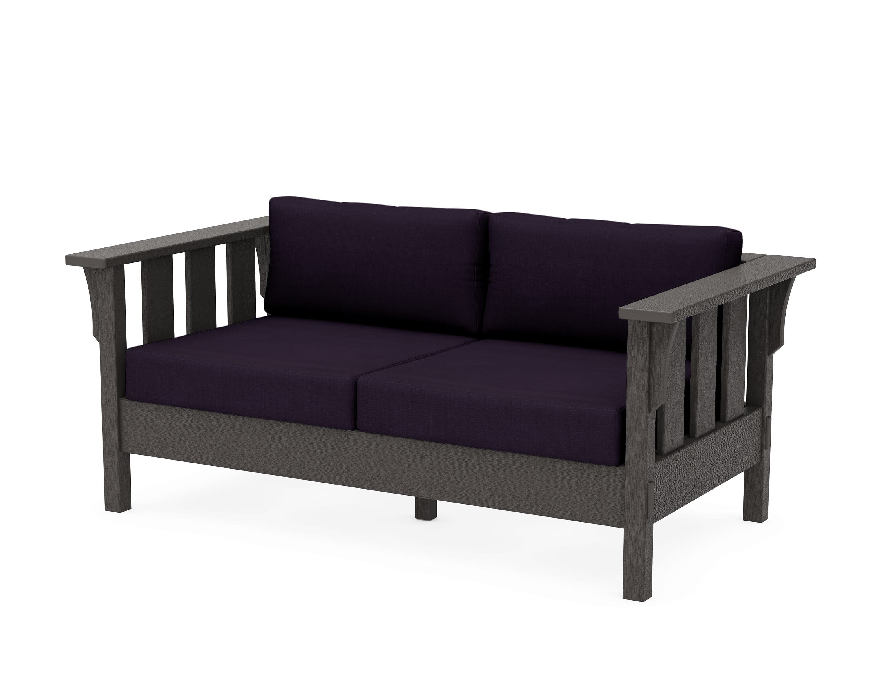 Acadia Deep Seating Loveseat in Vintage Coffee / Navy Linen