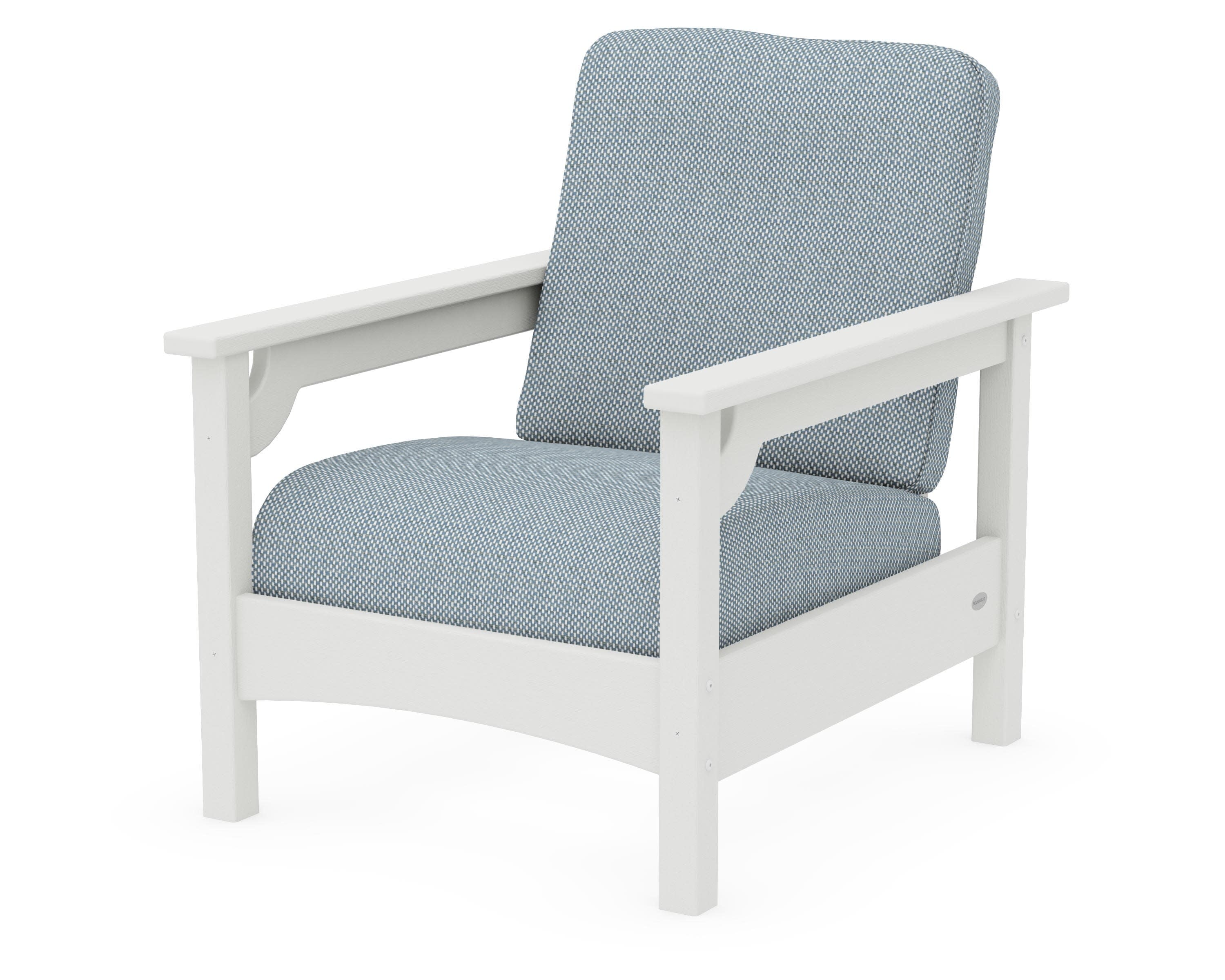Club Chair in Vintage White / Exhale Sky