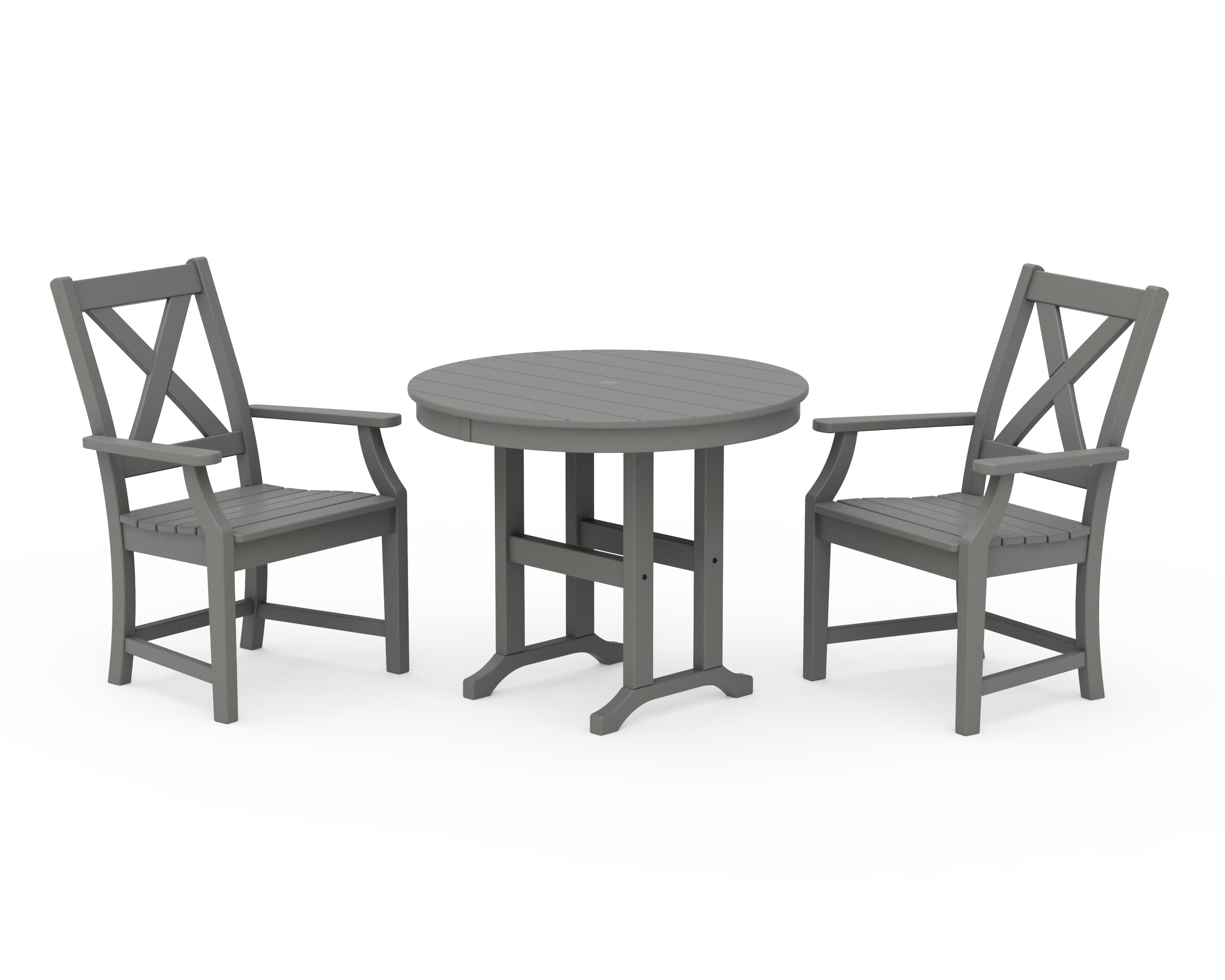 Braxton 3-Piece Round Dining Set in Slate Grey