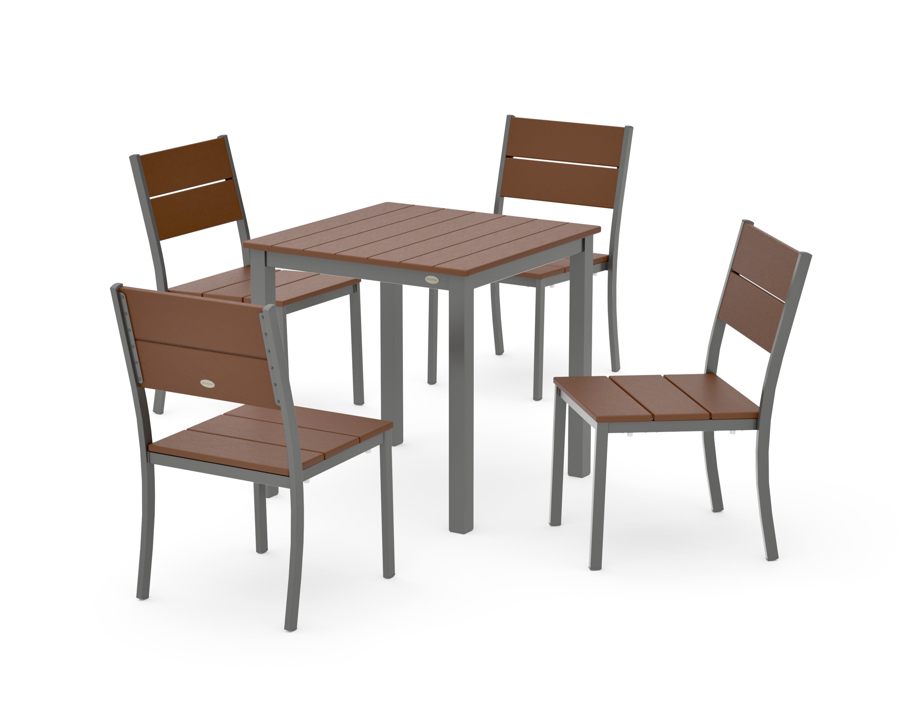 Main Street 5-Piece Square Dining Set- Small in Charcoal / Teak