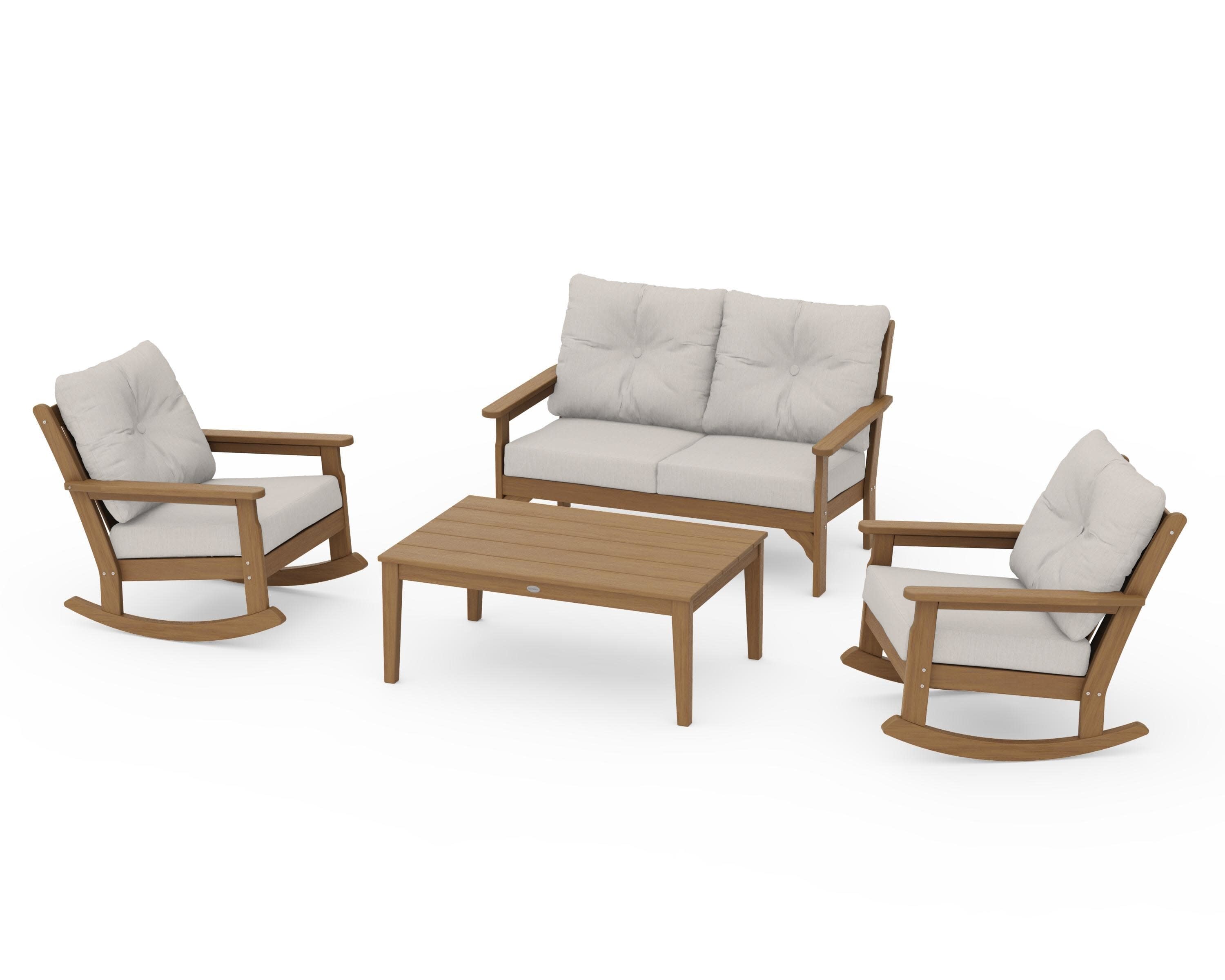 Vineyard 4-Piece Deep Seating Rocking Chair Set in Natural / Cast Ash