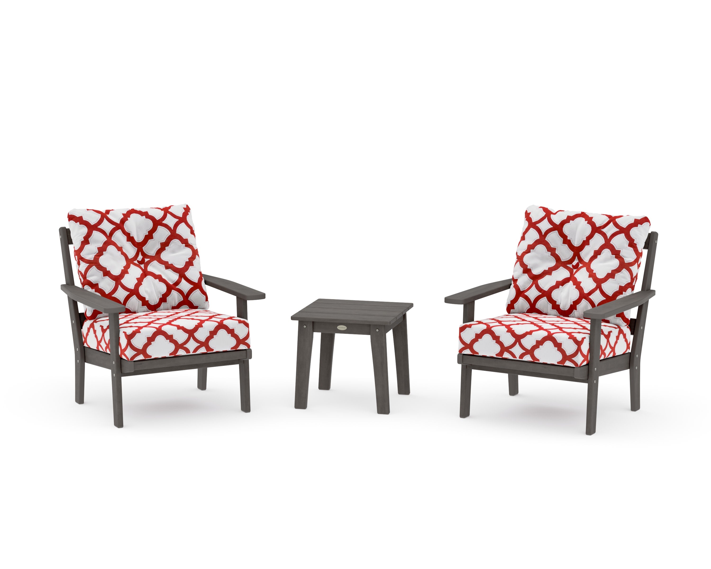Prairie 3-Piece Deep Seating Set in Driftwood / Trellis Crimson