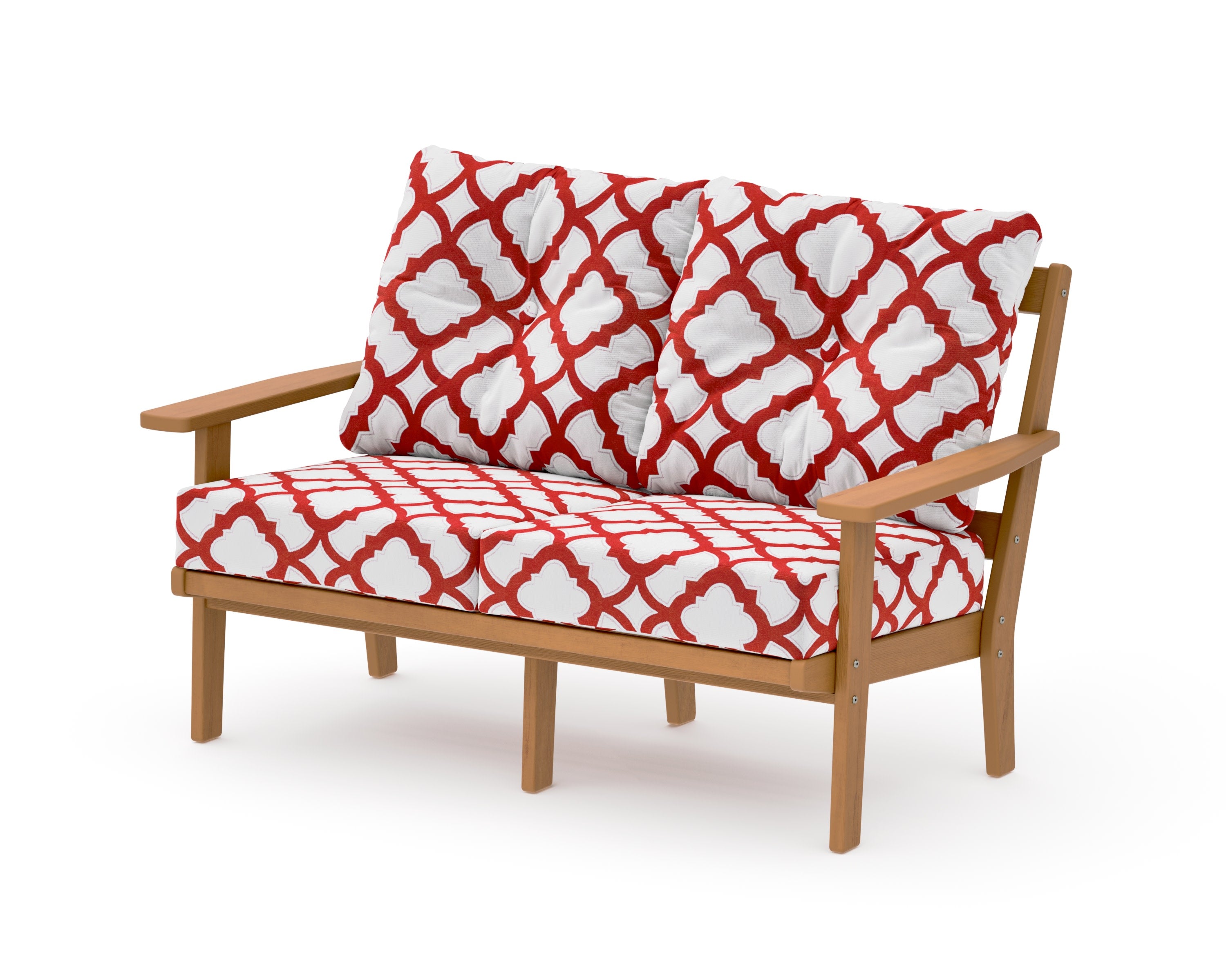 Prairie Deep SeatingLoveseat in Natural / Trellis Crimson