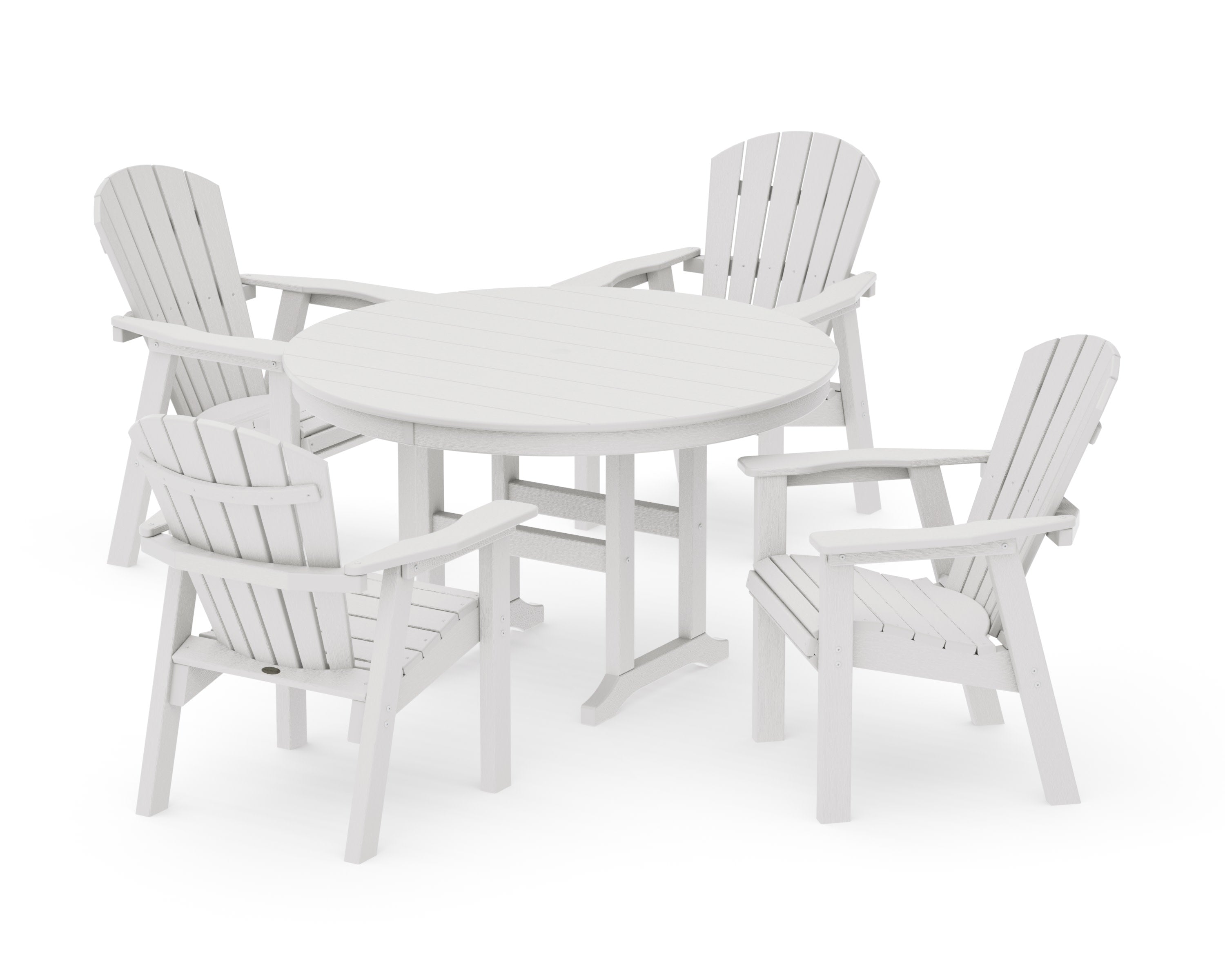 Seashell 5-Piece Round Farmhouse Dining Set in Vintage White
