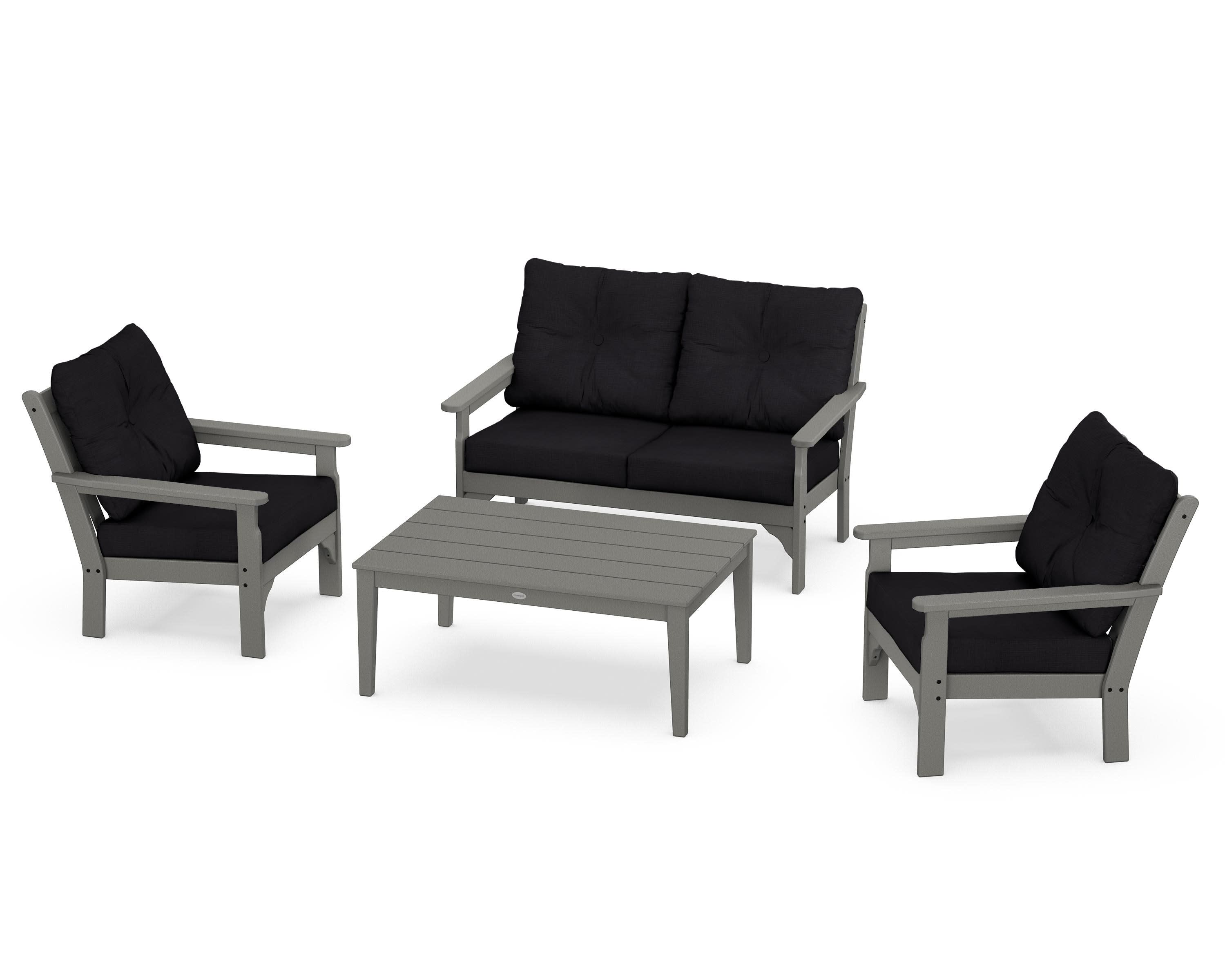 Vineyard 4-Piece Deep Seating Set in Slate Grey / Midnight Linen