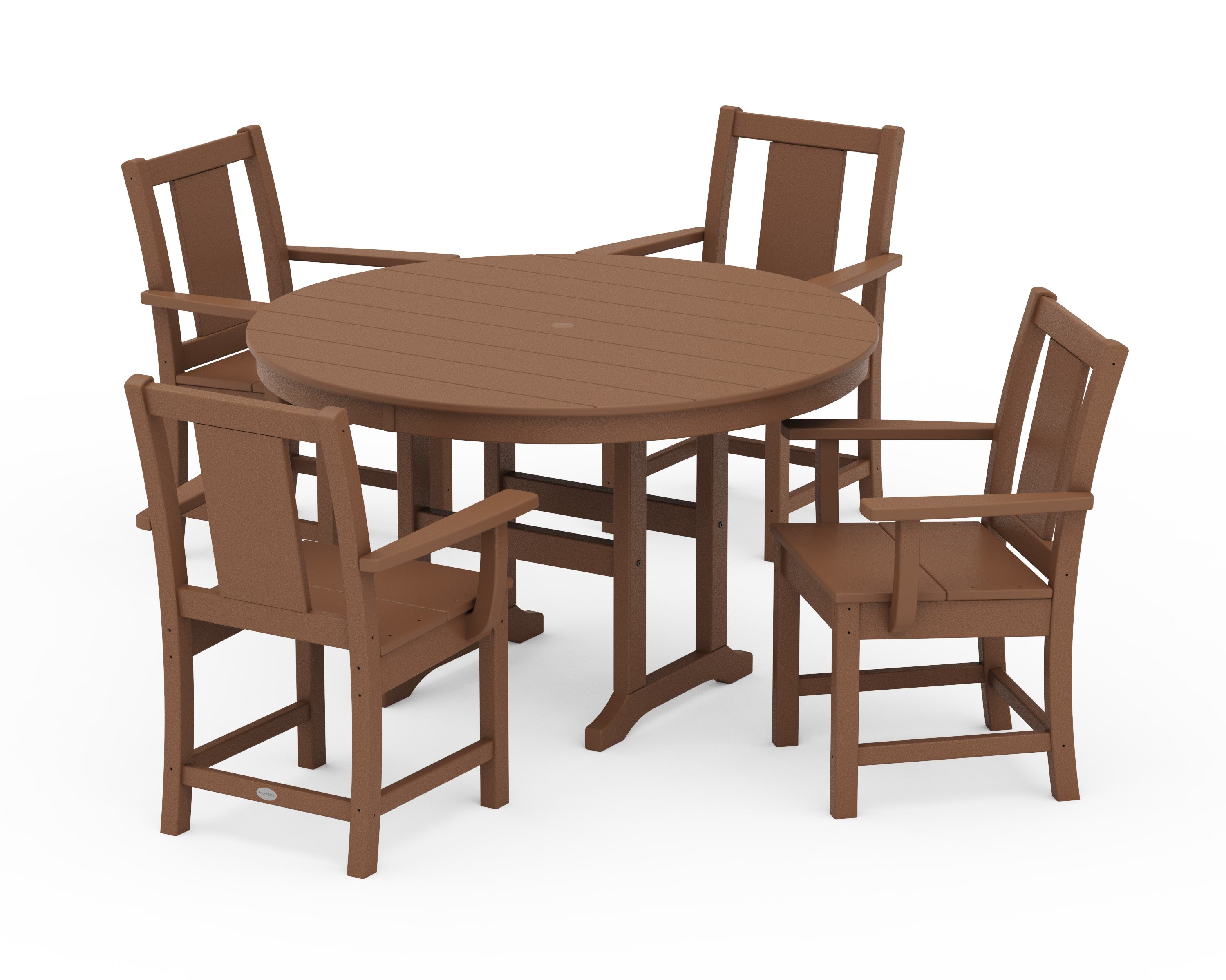 Prairie 5-Piece Round Farmhouse Dining Set in Teak