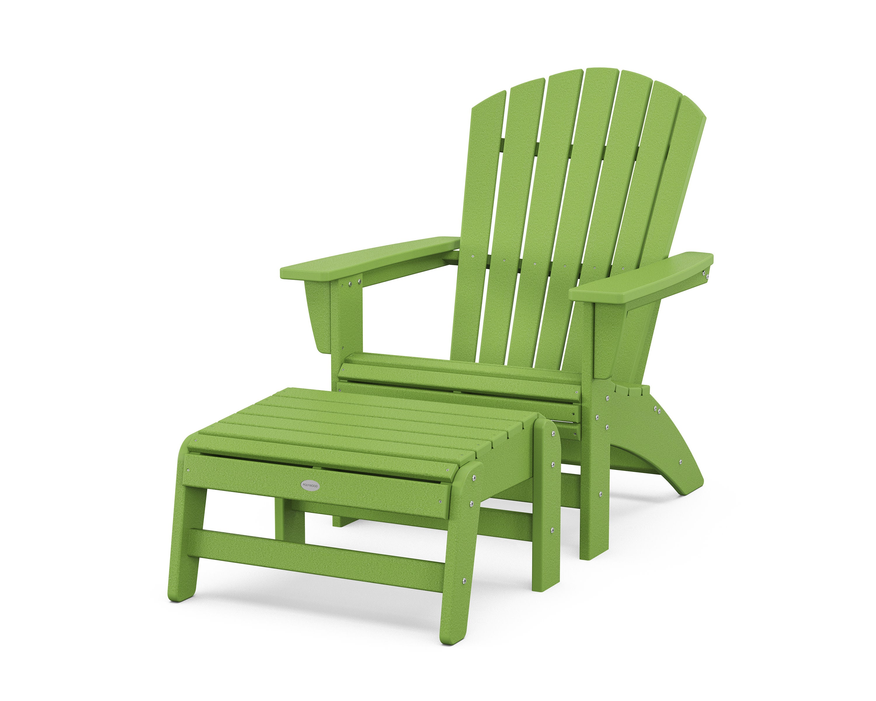 Nautical Grand Adirondack Chair with Ottoman in Lime
