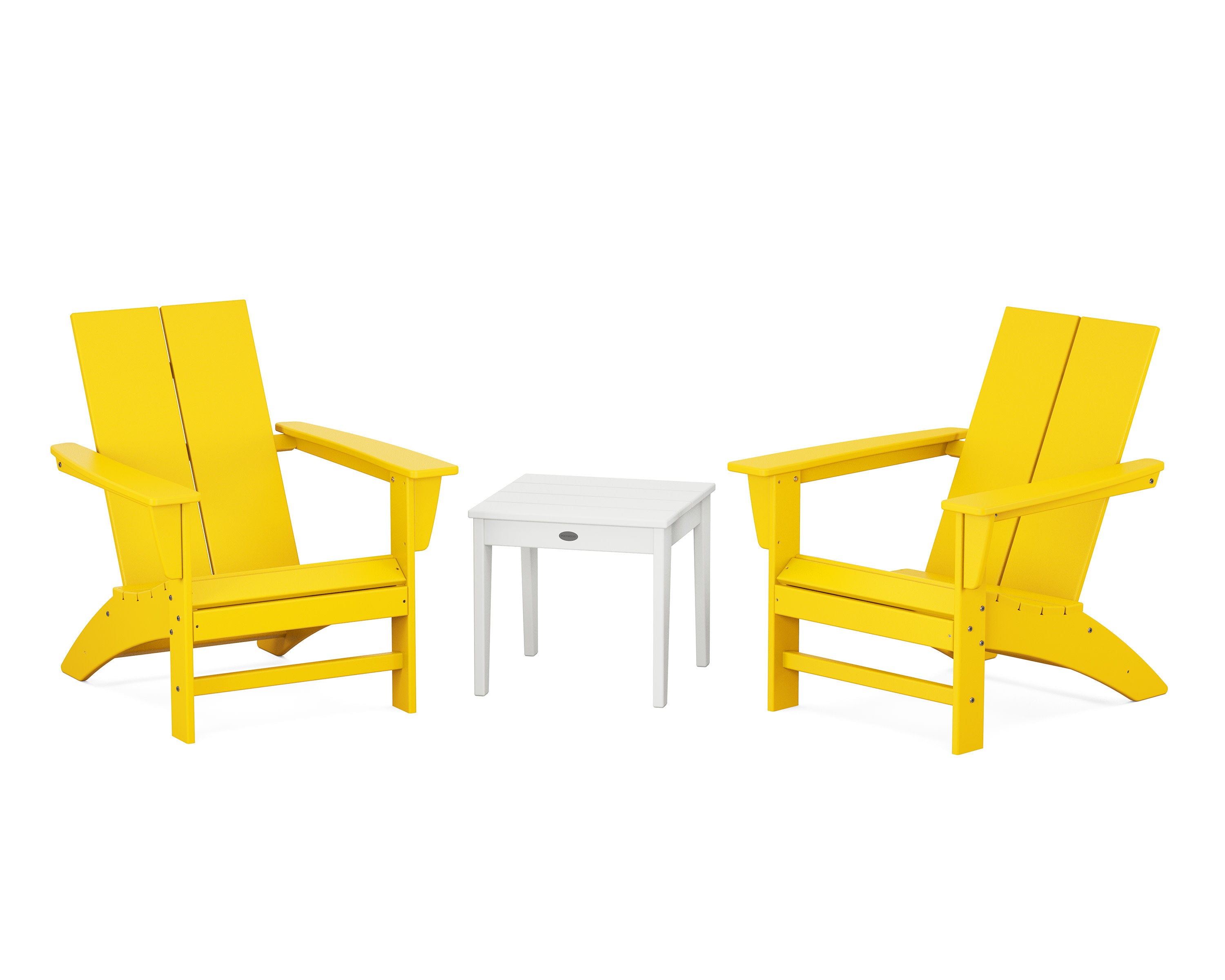 Cottage Modern Adirondack Chair 3-Piece Set in Lemon / White