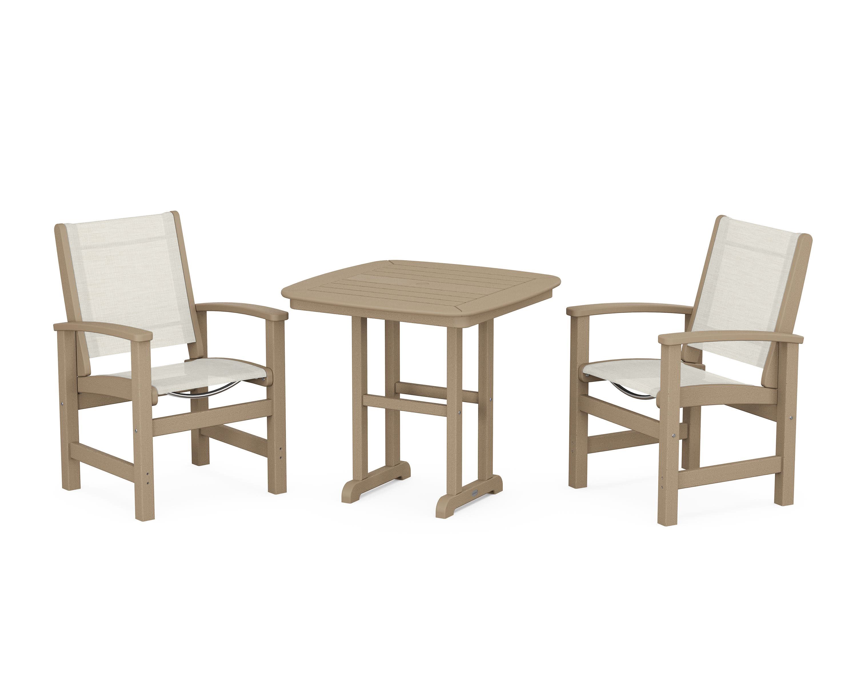 Coastal 3-Piece Dining Set in Vintage Sahara / Parchment Sling