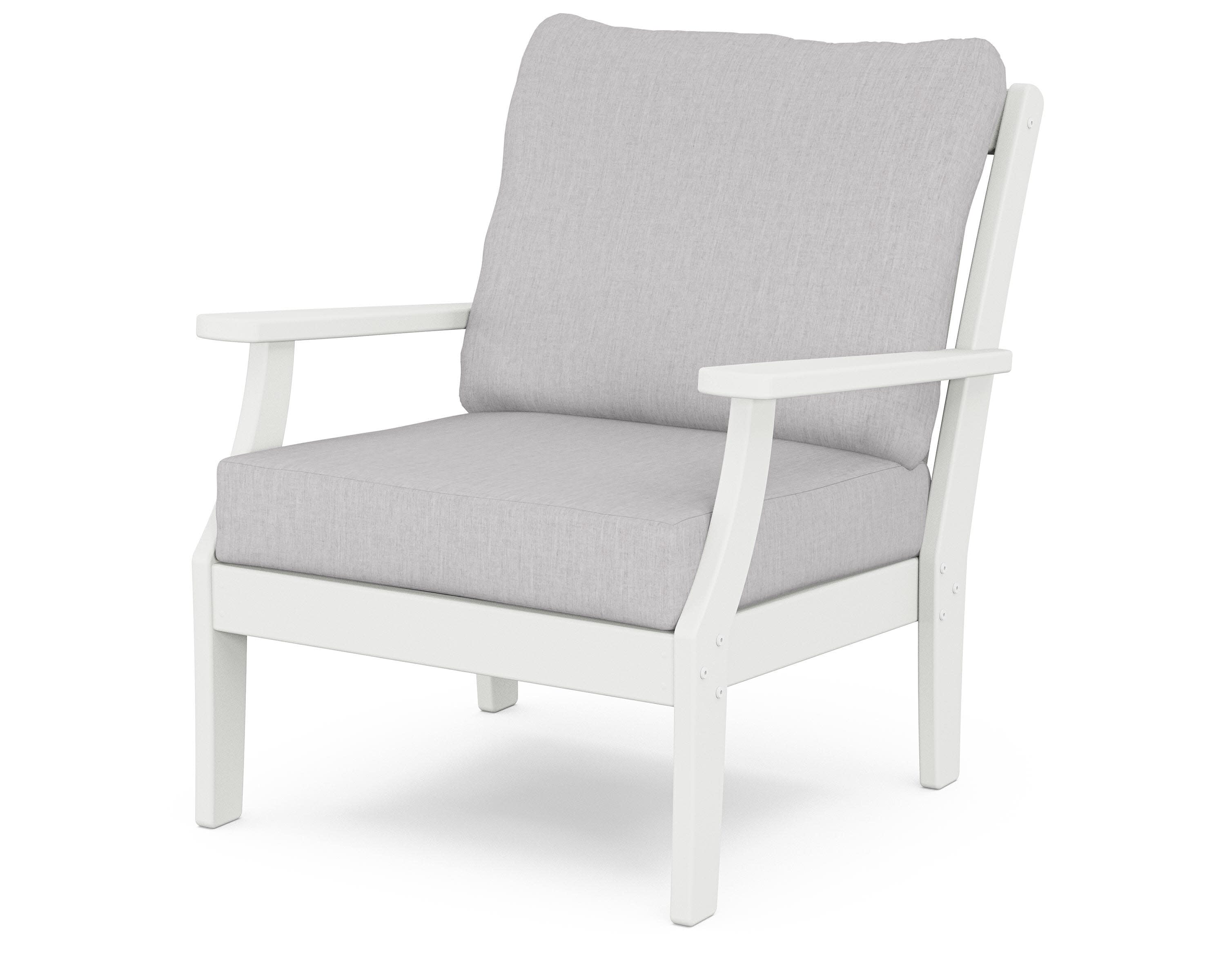 Braxton Deep Seating Chair in White / Granite