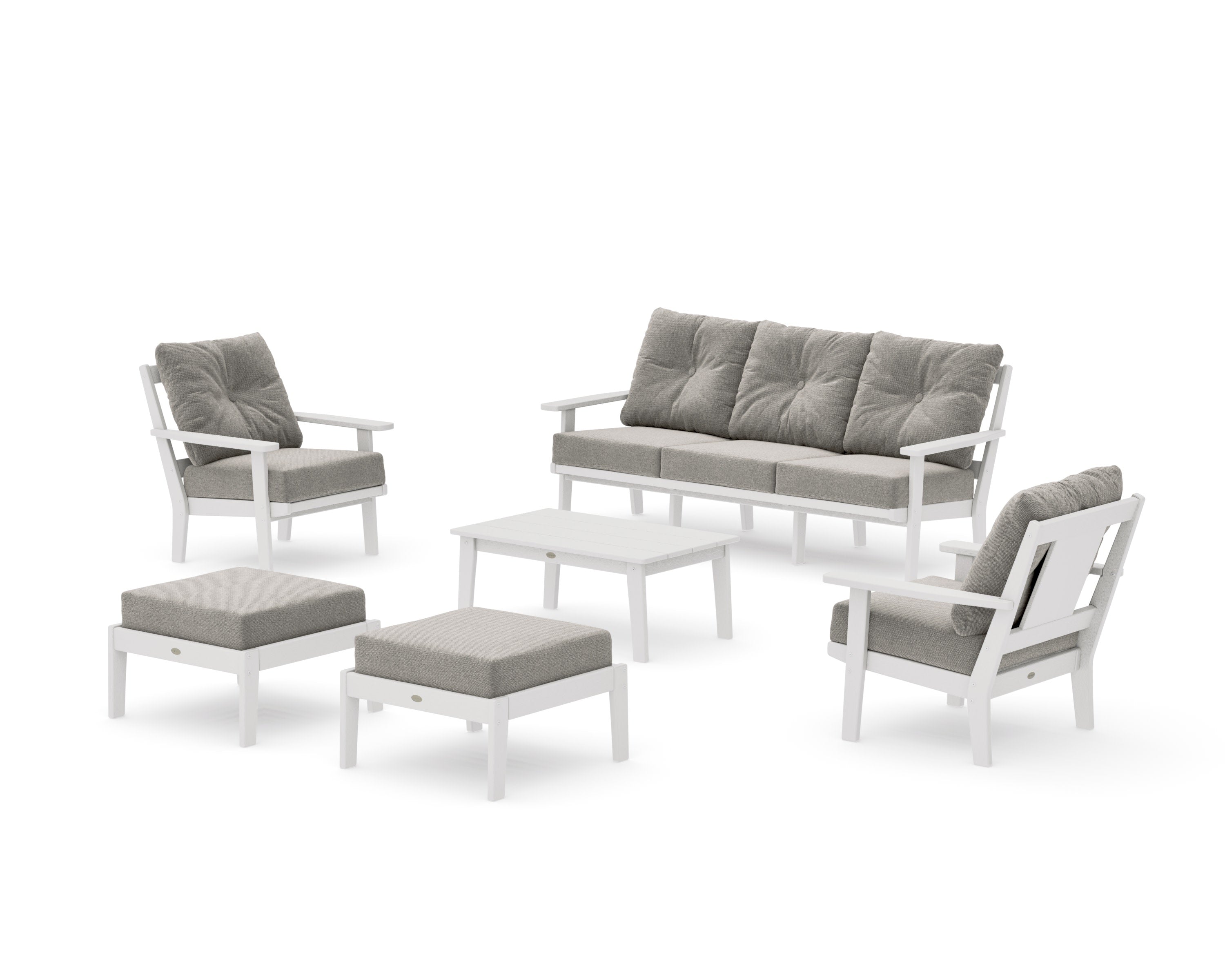 Prairie 6-Piece Lounge Sofa Set in Vintage White / Weathered Tweed