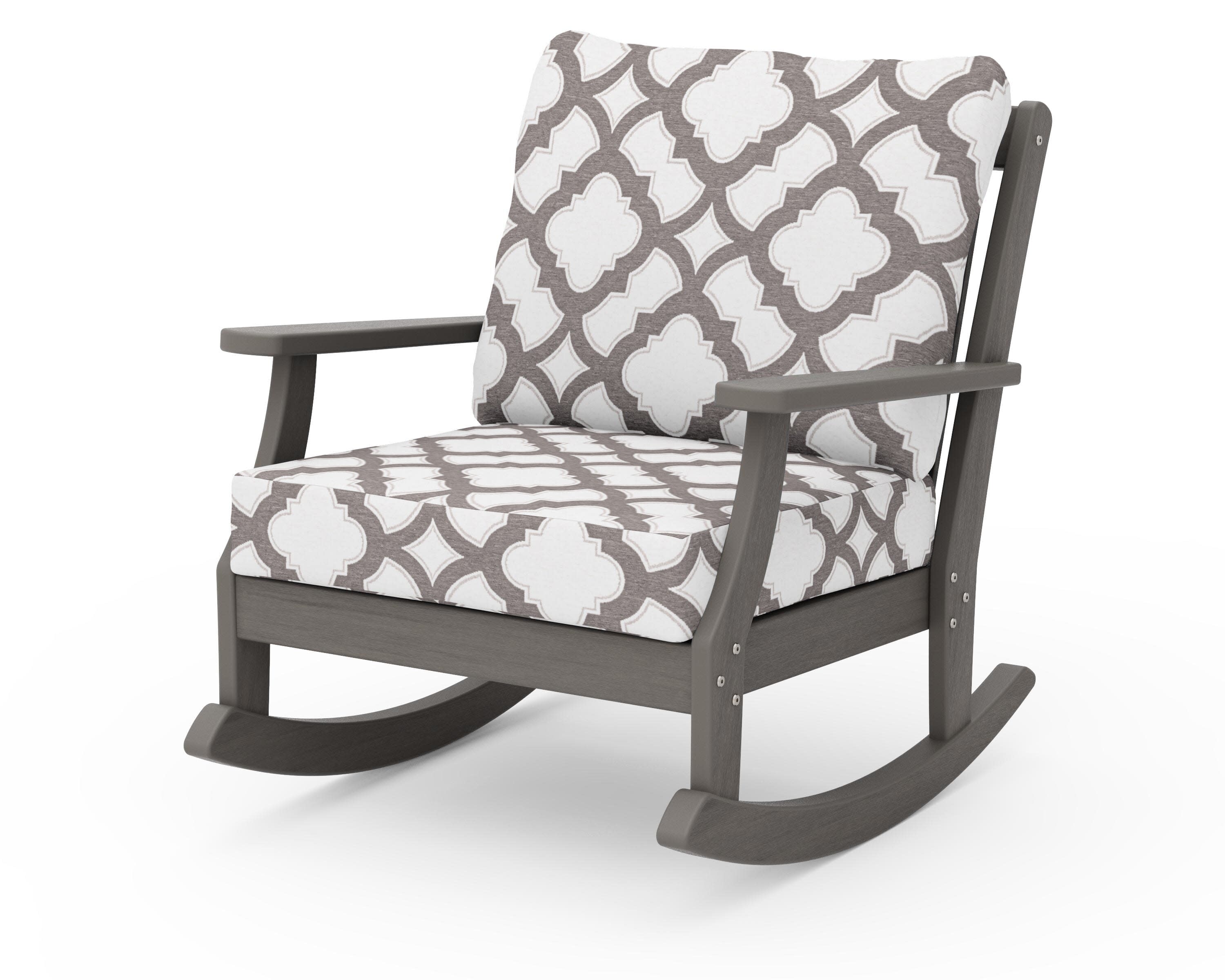 Braxton Deep Seating Rocking Chair in Driftwood / Trellis Grey Mist