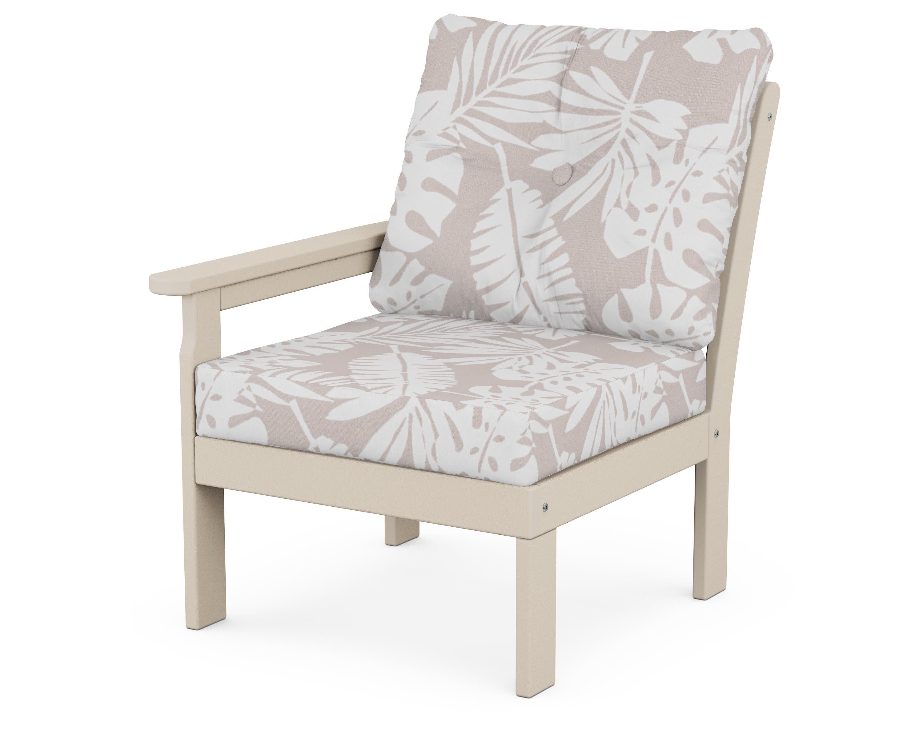 Vineyard Modular Left Arm Chair in Sand / Leaf Dune Burlap