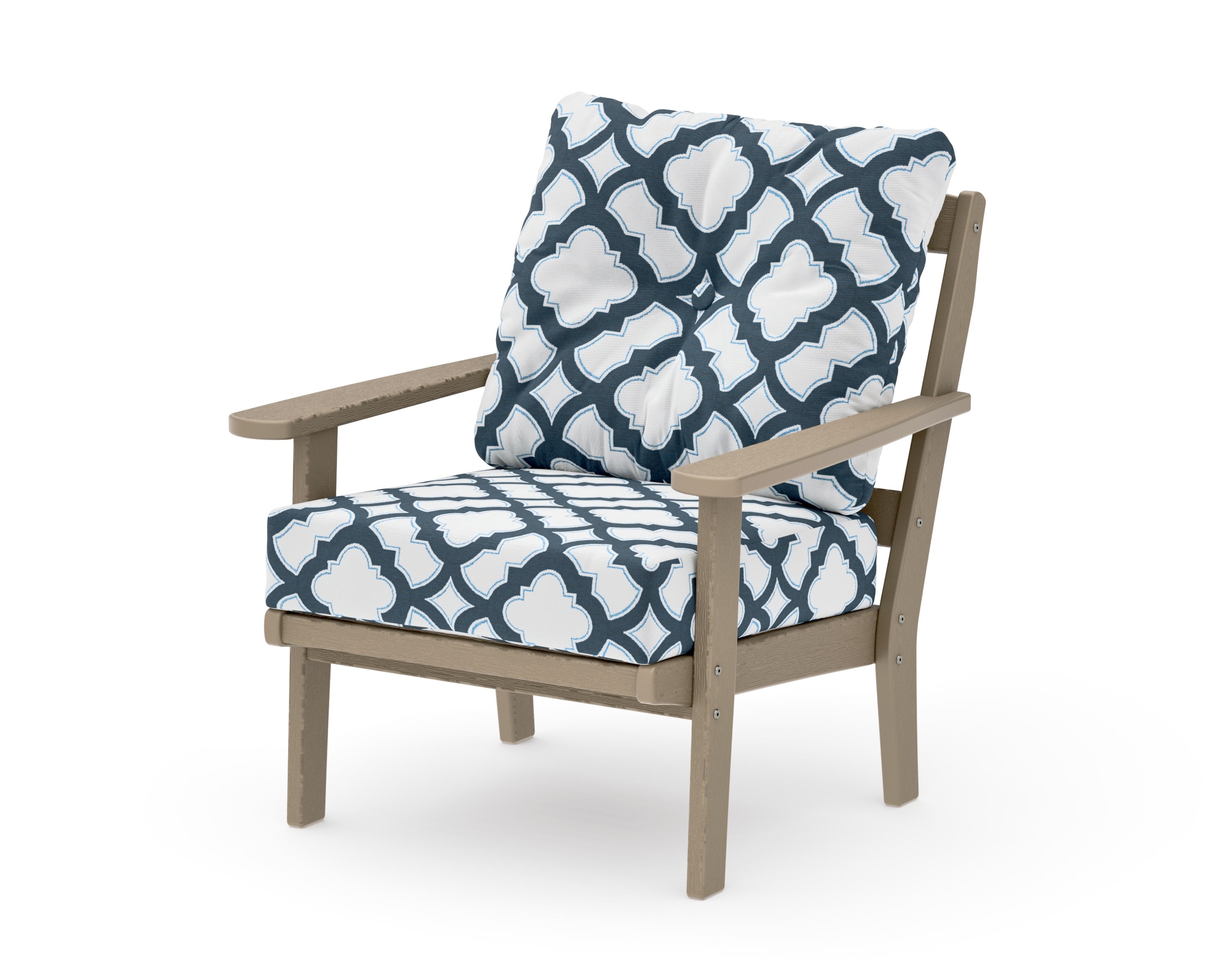 Mission Deep Seating Chair in Vintage Sahara / Trellis Marine Indigo