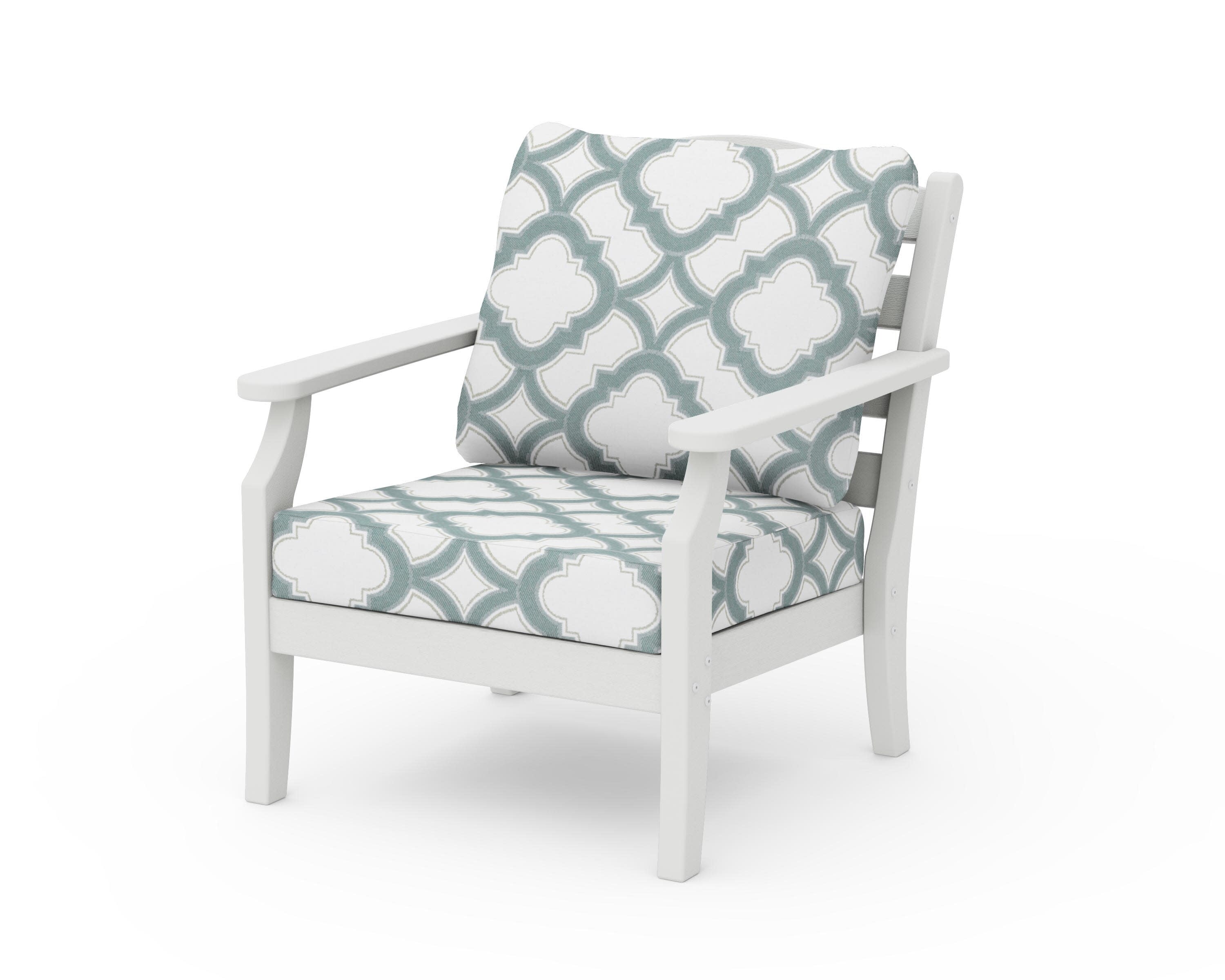 Savannah Deep Seating Chair in Vintage White / Trellis Glacier Spa