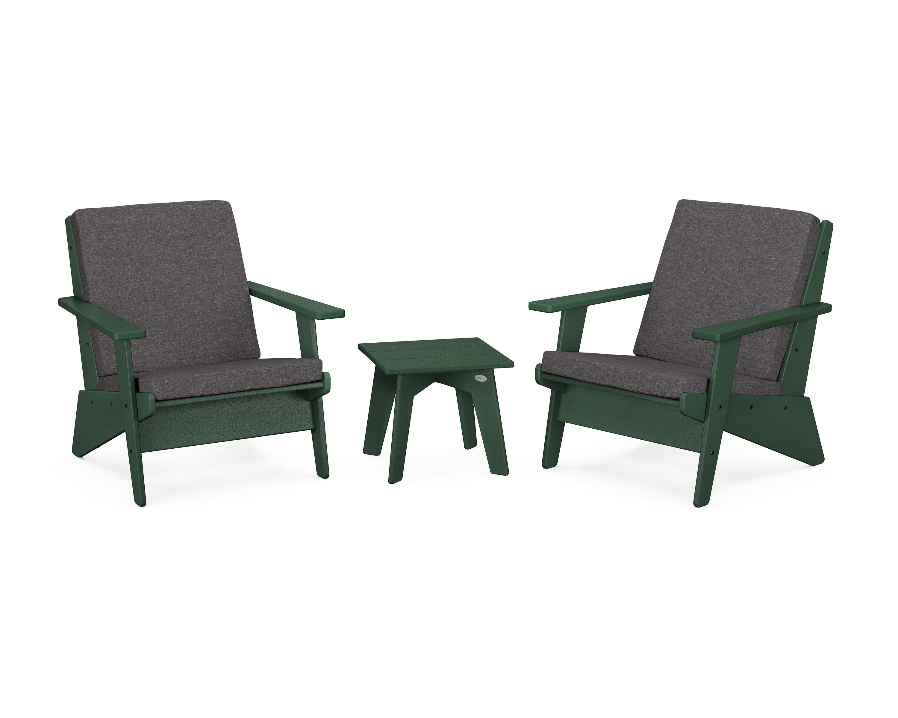 Riviera Modern Lounge 3-Piece Set in Green / Ash Charcoal