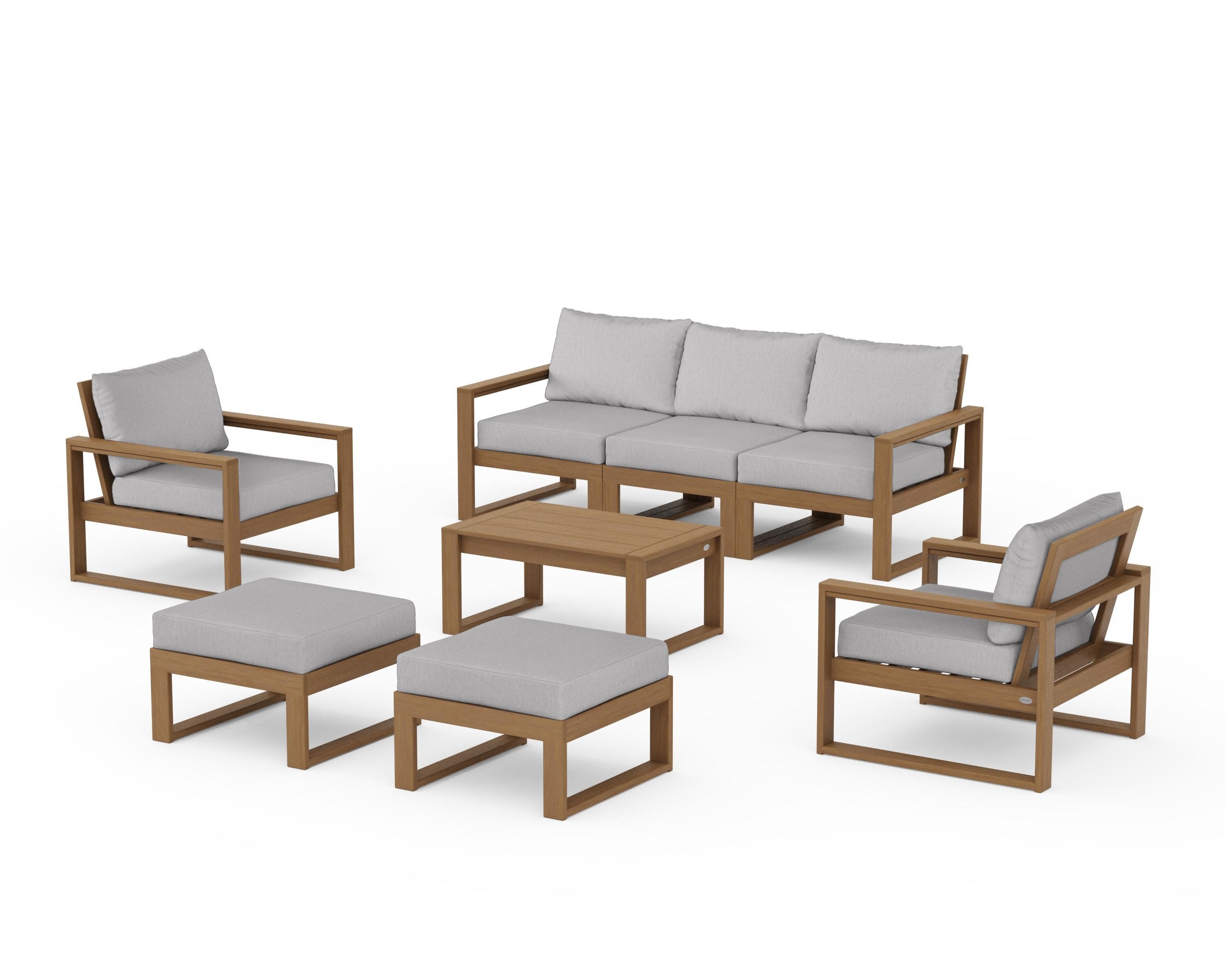 EDGE Sectional 8-Piece Lounge Sofa Set in Natural / Granite