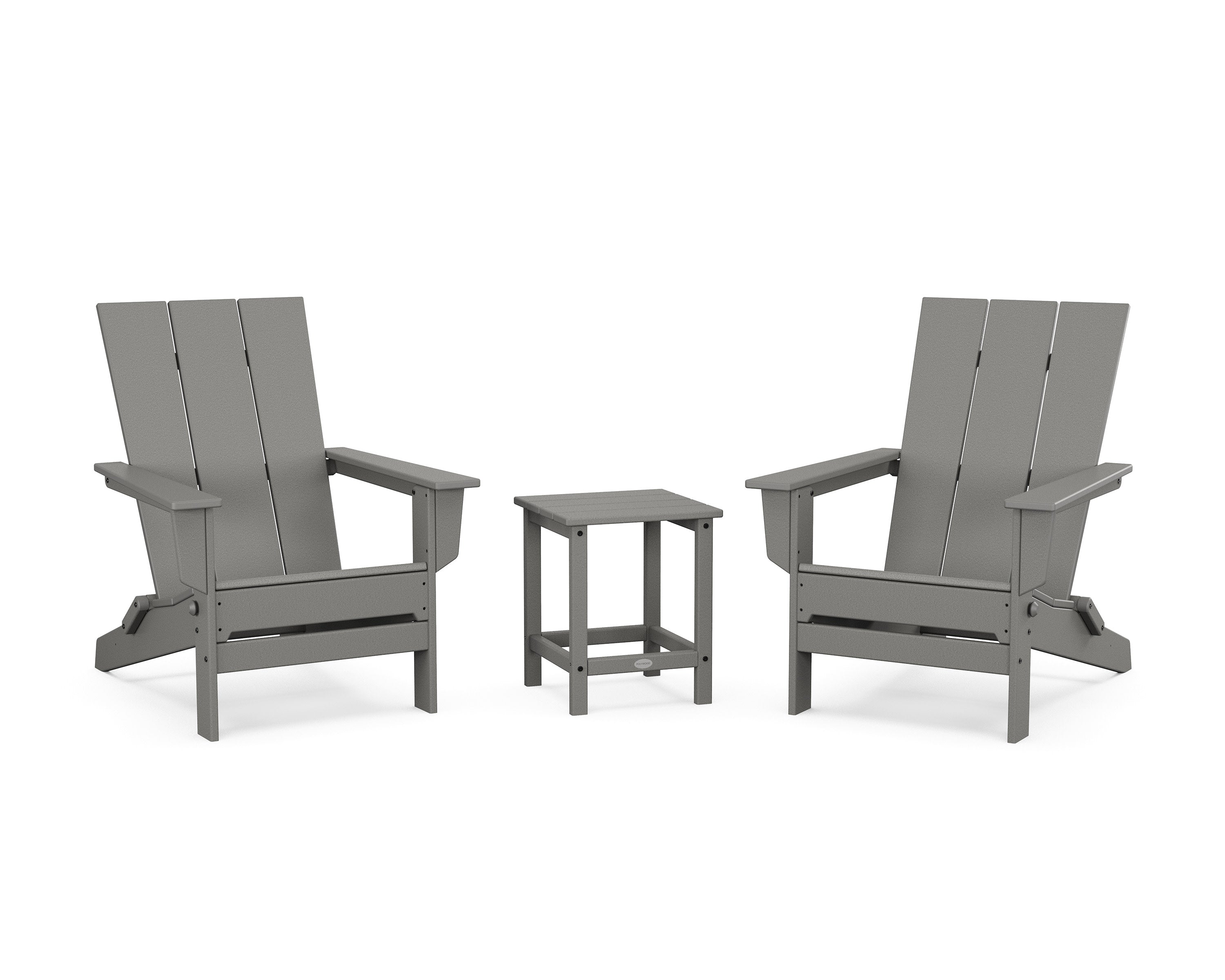 3-Piece Modern Studio Folding Adirondack Set in Slate Grey