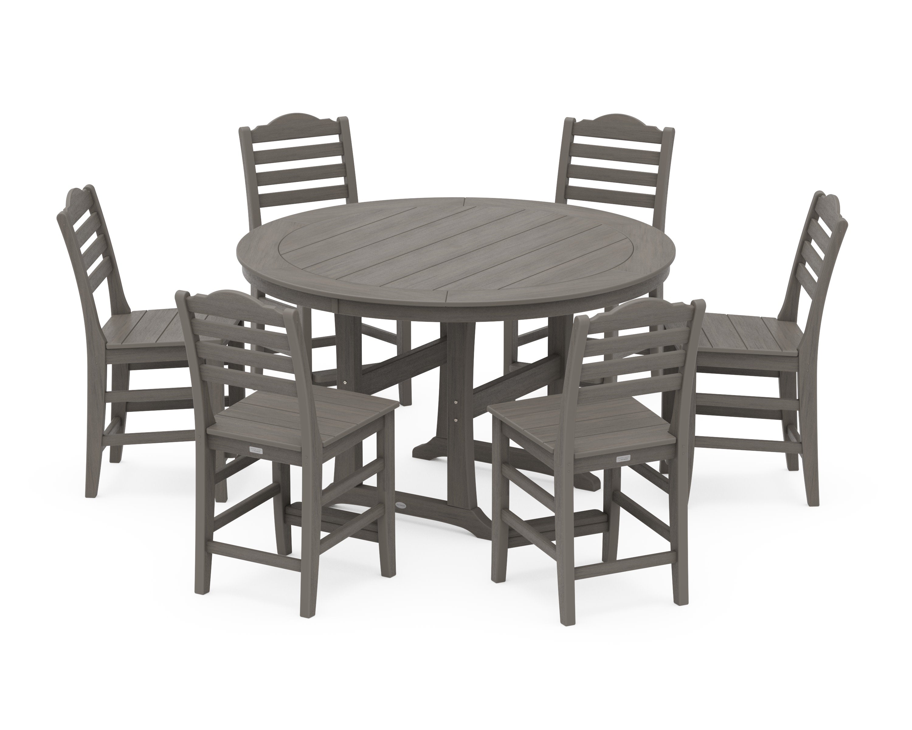 Savannah 7-Piece Side Chair Round Counter Set in Driftwood
