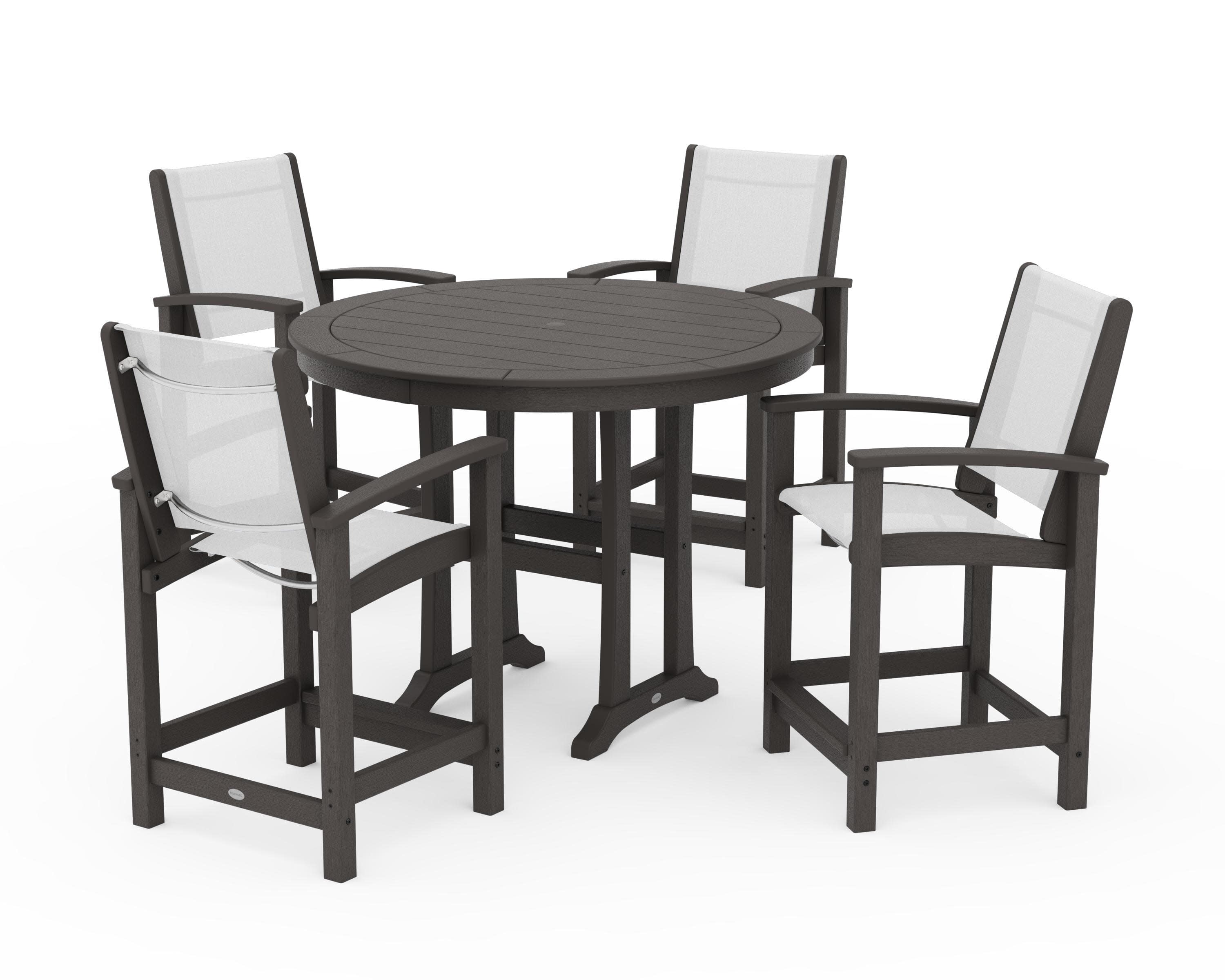 Coastal 5-Piece Counter Set in Vintage Coffee / White Sling