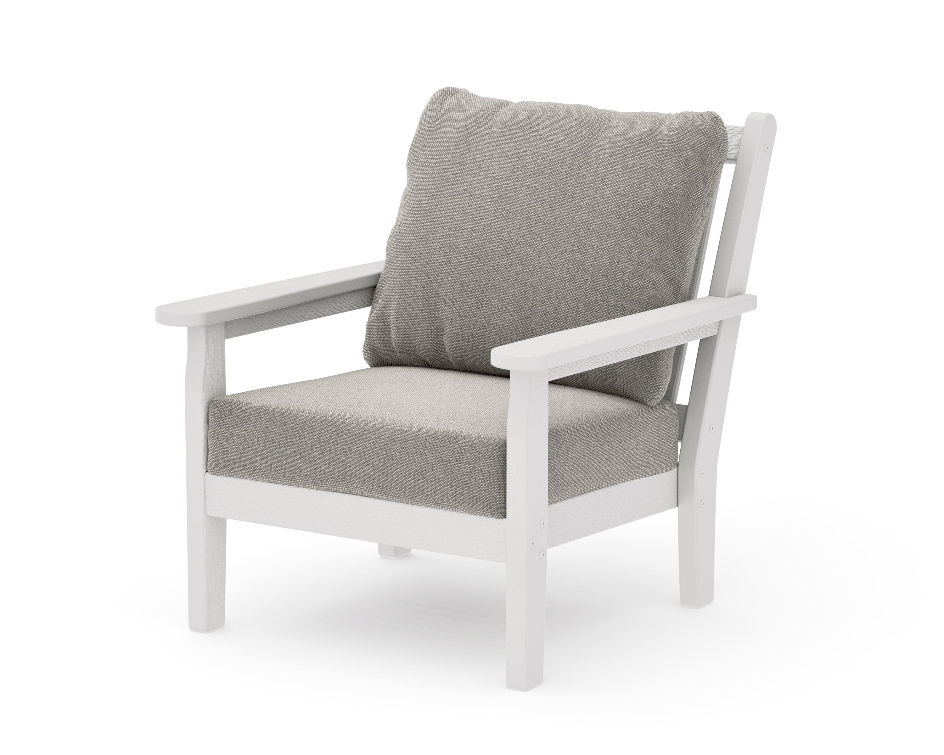 Chippendale Deep Seating Chair in Vintage White / Weathered Tweed