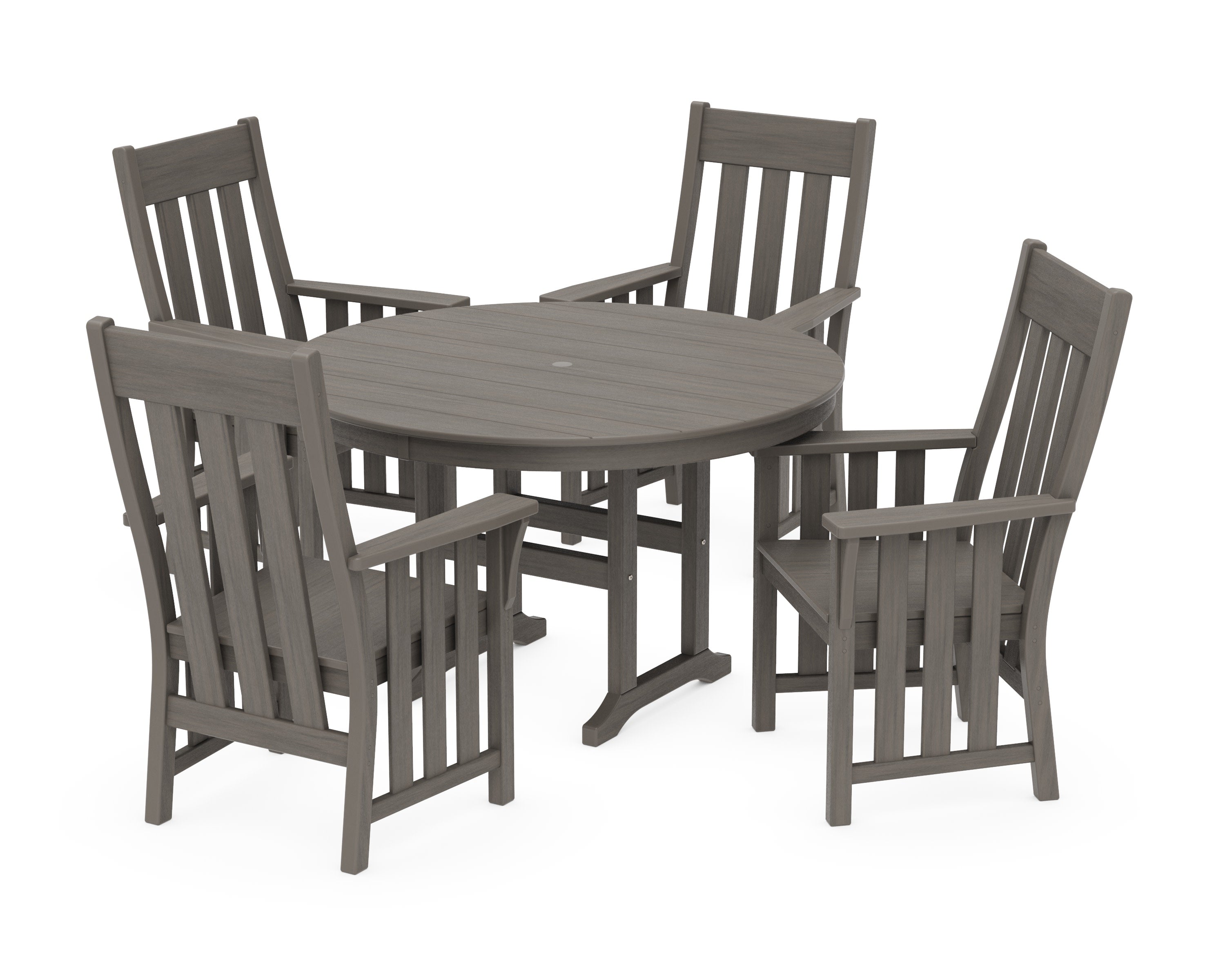 Acadia 5-Piece Round Farmhouse Dining Set in Driftwood