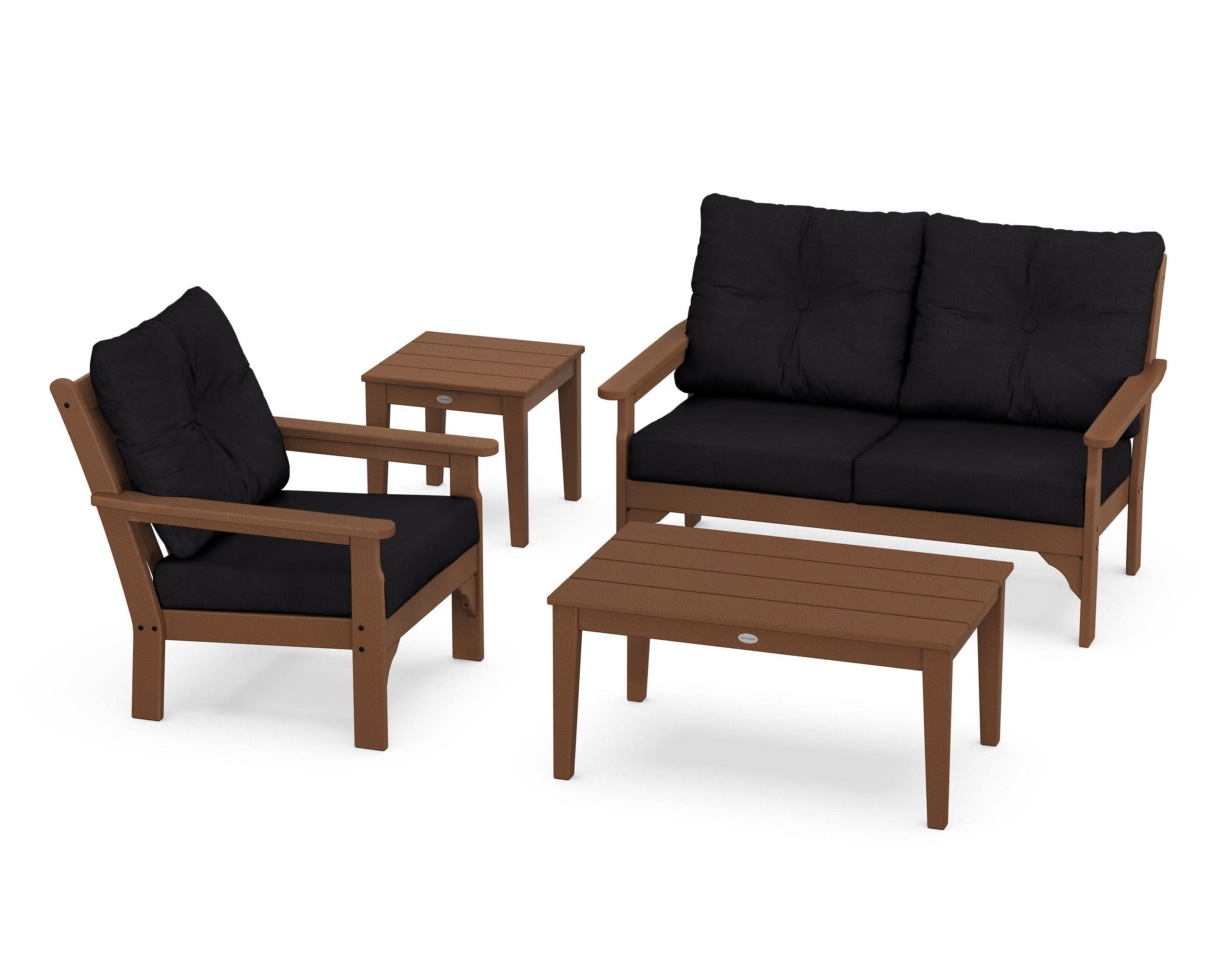 Vineyard 4-Piece Deep Seating Set in Teak / Midnight Linen