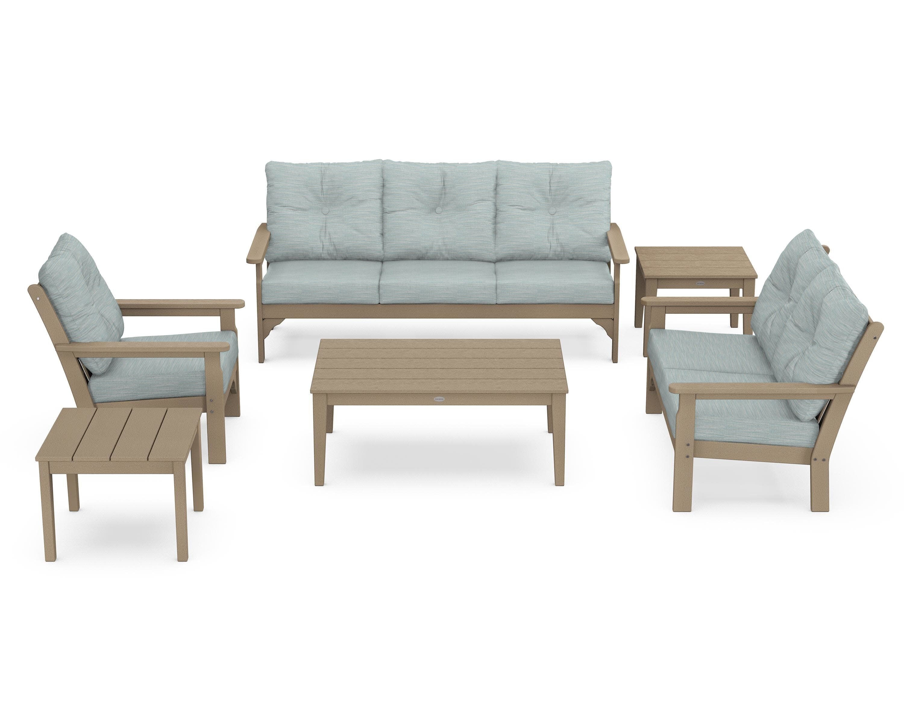 Vineyard 6-Piece Deep Seating Set in Vintage Sahara / Soothe Mist