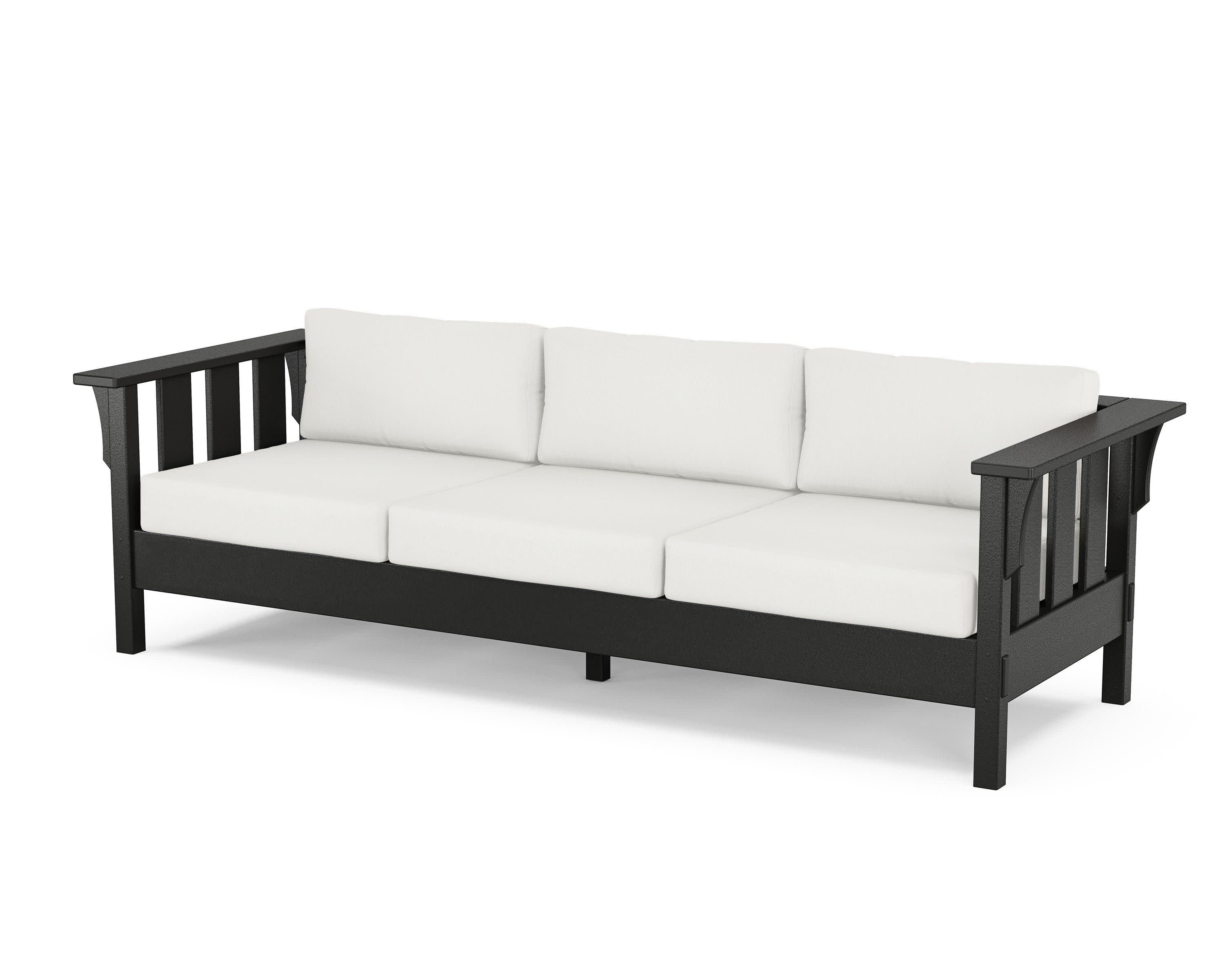 Acadia Deep Seating Sofa in Black / Natural Linen