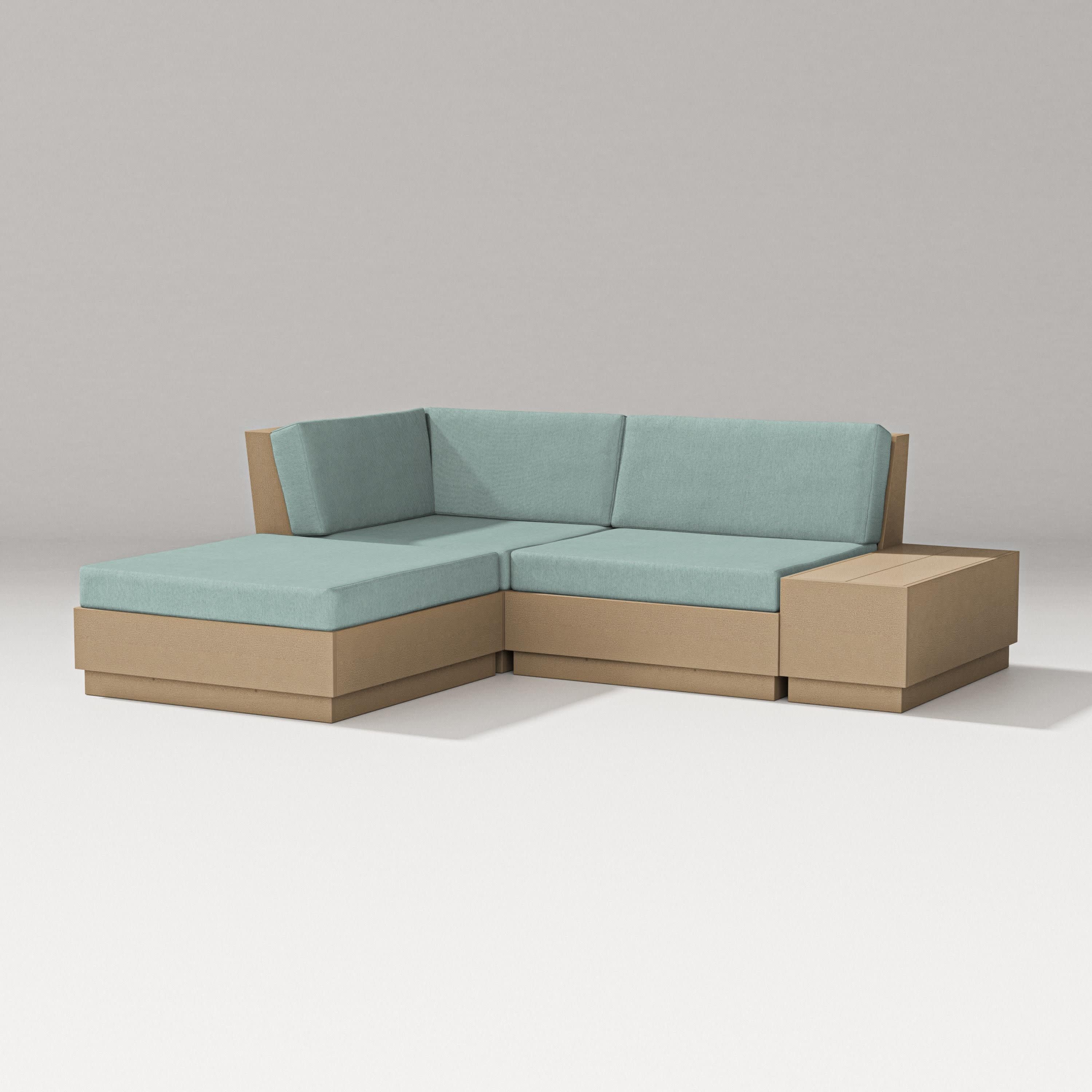 Elevate Loveseat Sectional with Chaise in Vintage Sahara / Glacier Spa