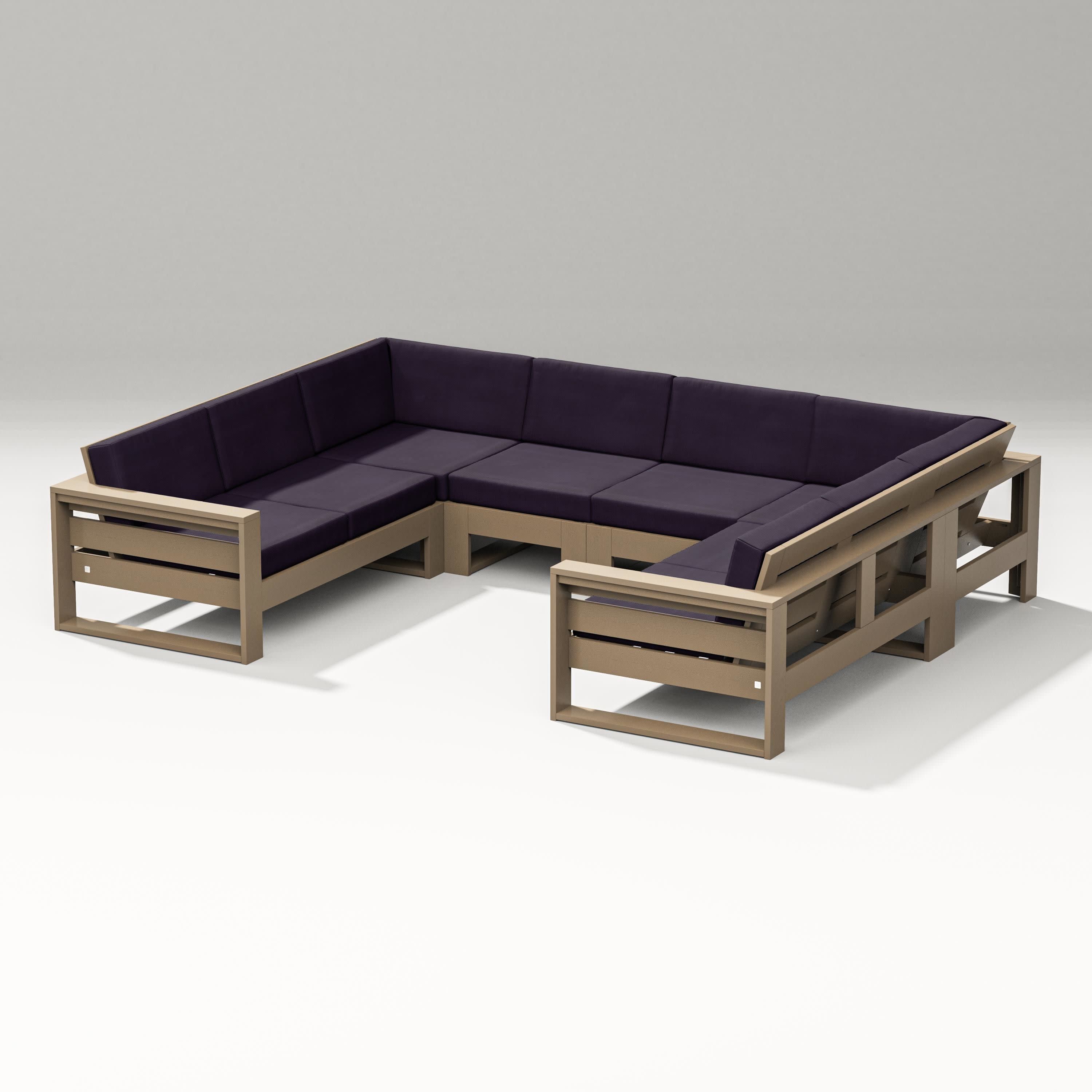 Latitude U-Shaped Sectional in Vintage Sahara / Navy Linen