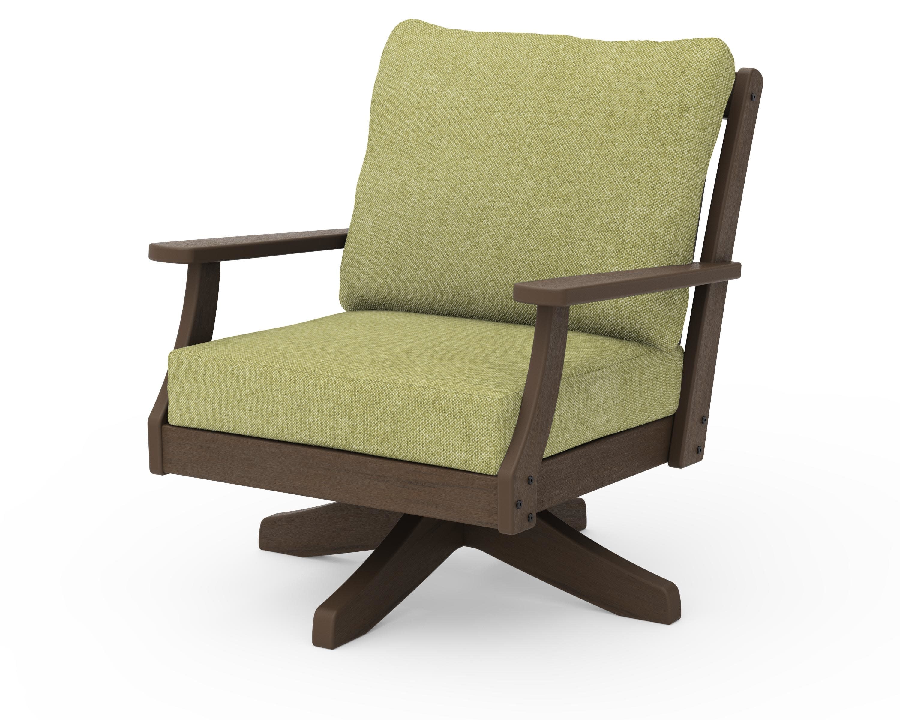 Braxton Deep Seating Swivel Chair in Kona / Chartreuse Boucle
