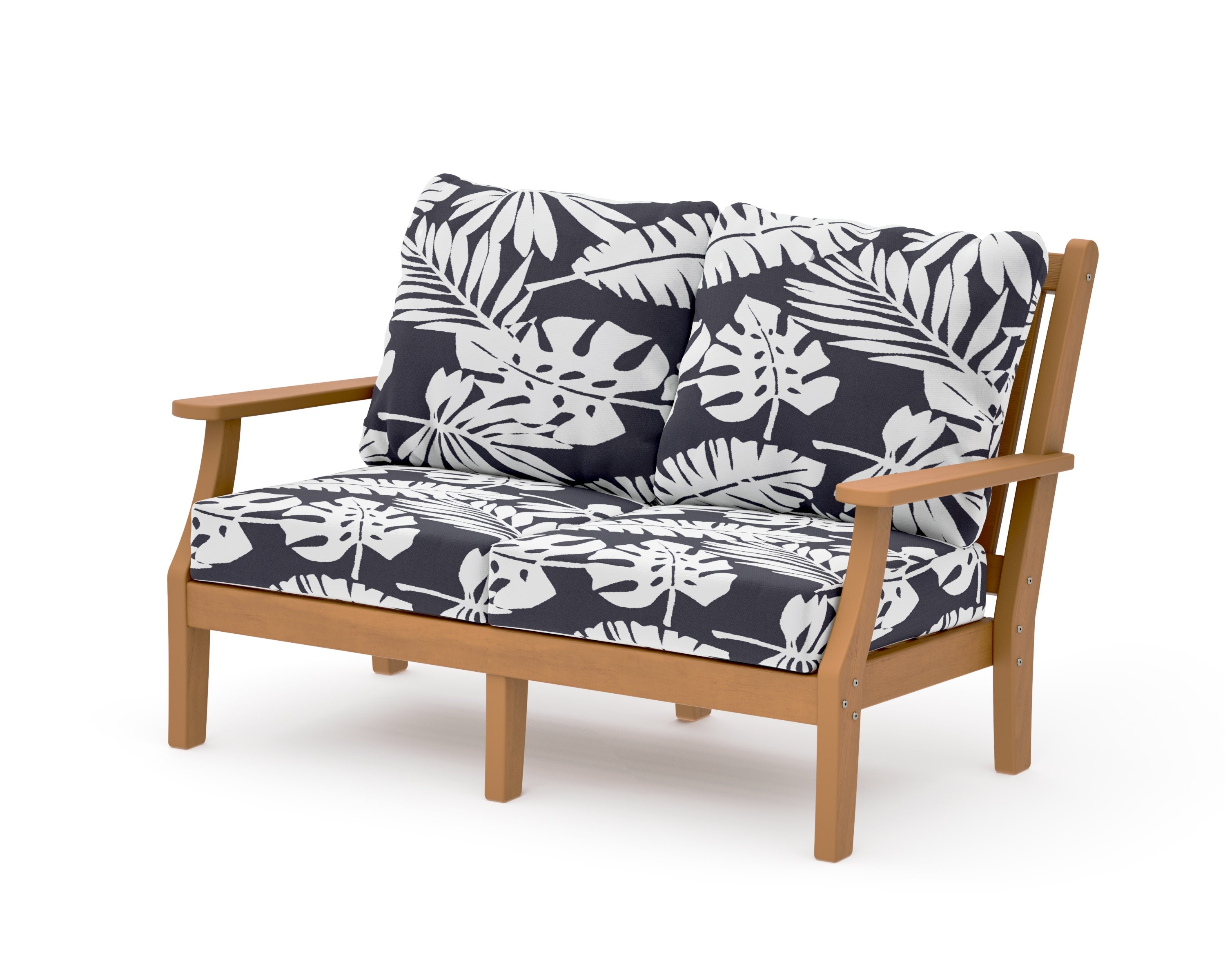 Wovendale Deep Seating Loveseat in Natural / Leaf Navy