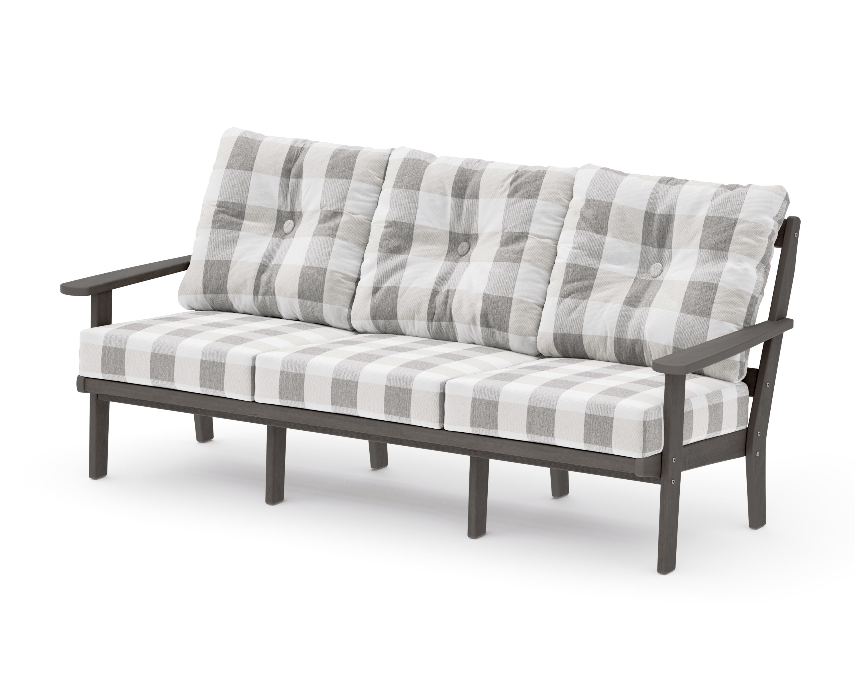 Mission Deep Seating Sofa in Driftwood / Buffalo Plaid Grey Mist