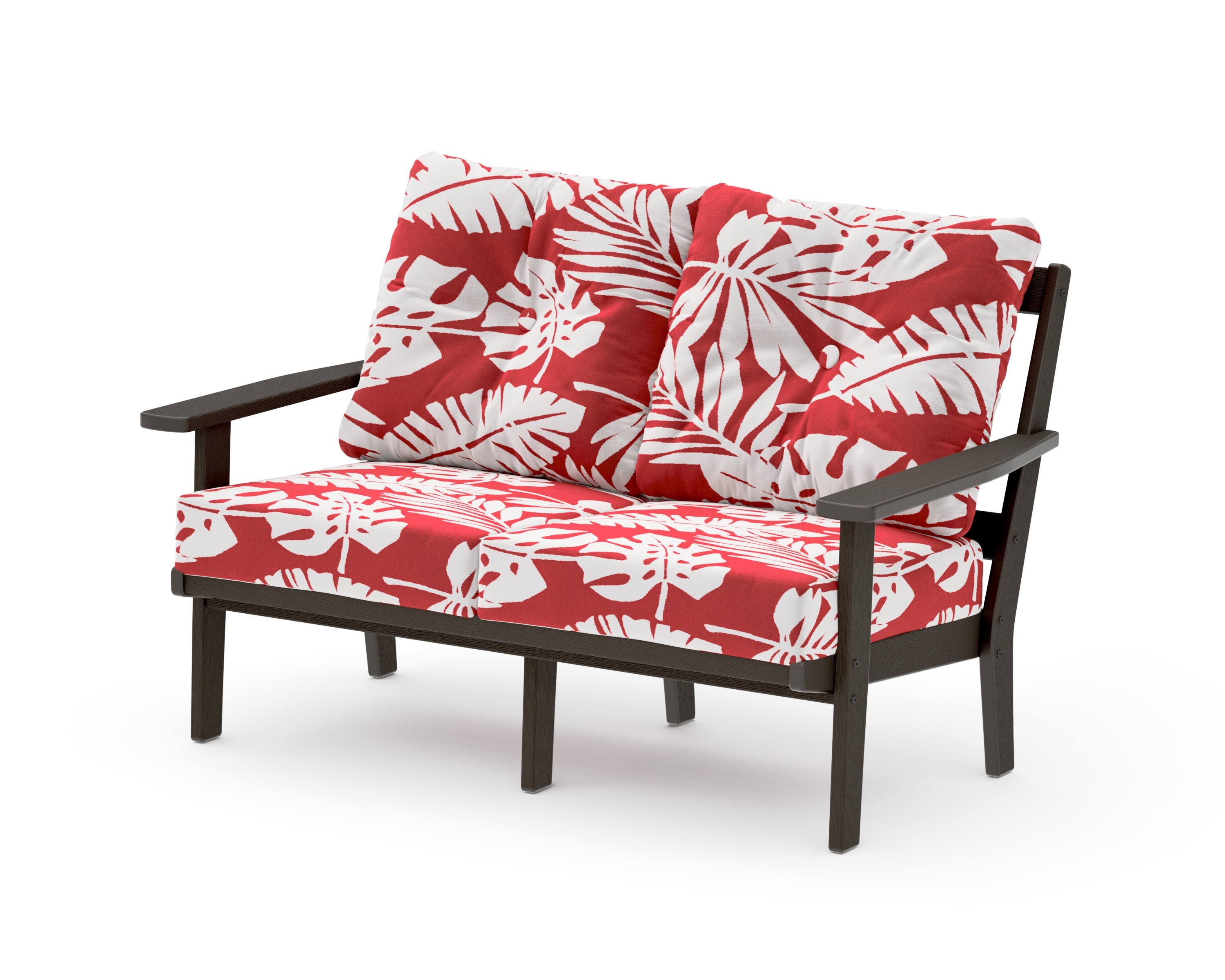 Oxford Deep SeatingLoveseat in Vintage Coffee / Leaf Crimson